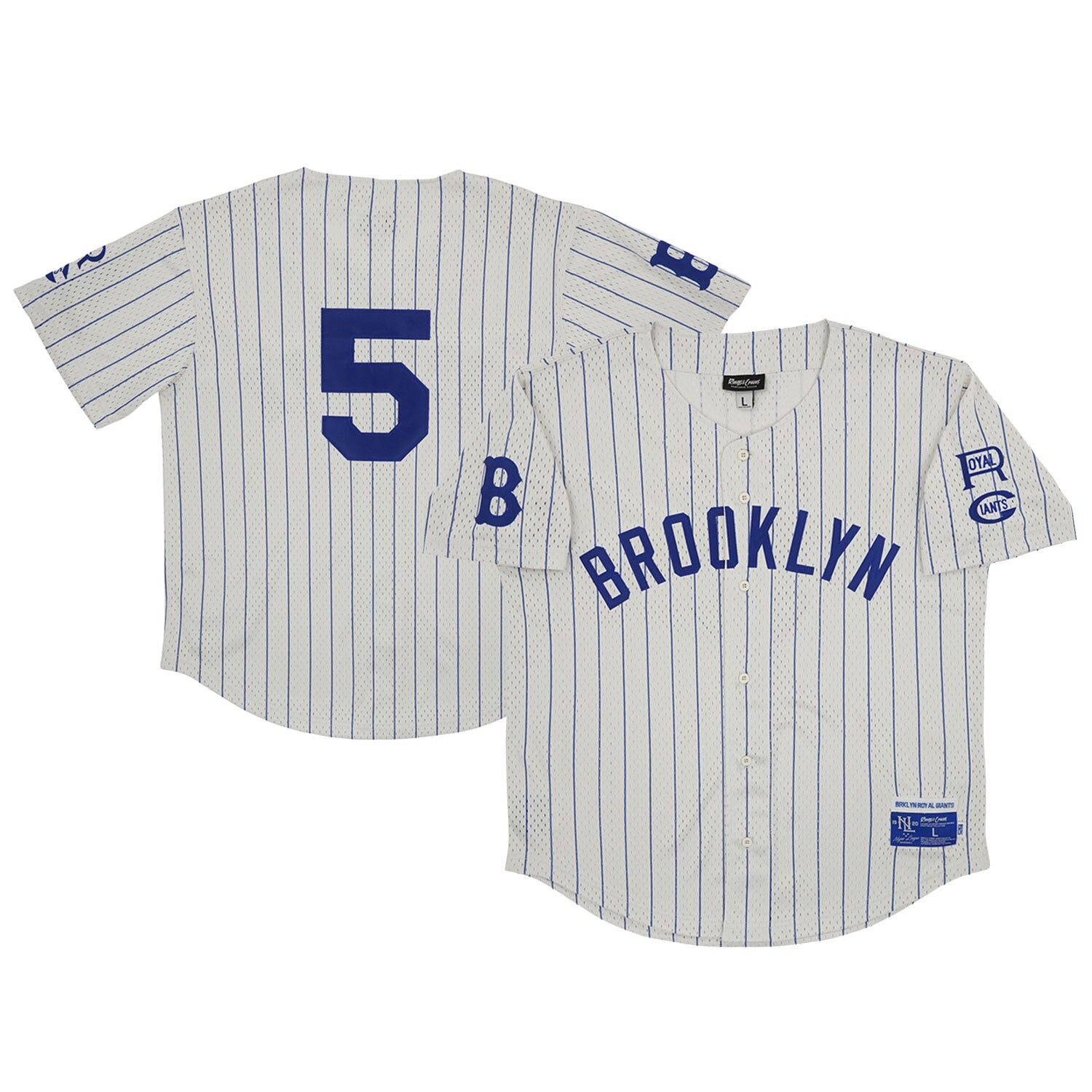Men's Brooklyn Royal Giants #5 Rings & Crwns Cream Mesh Button-down Jersey