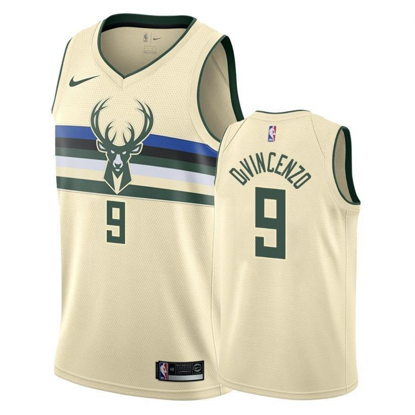 Men's Bucks Male Donte Divincenzo 9 City Edition Cream Jersey