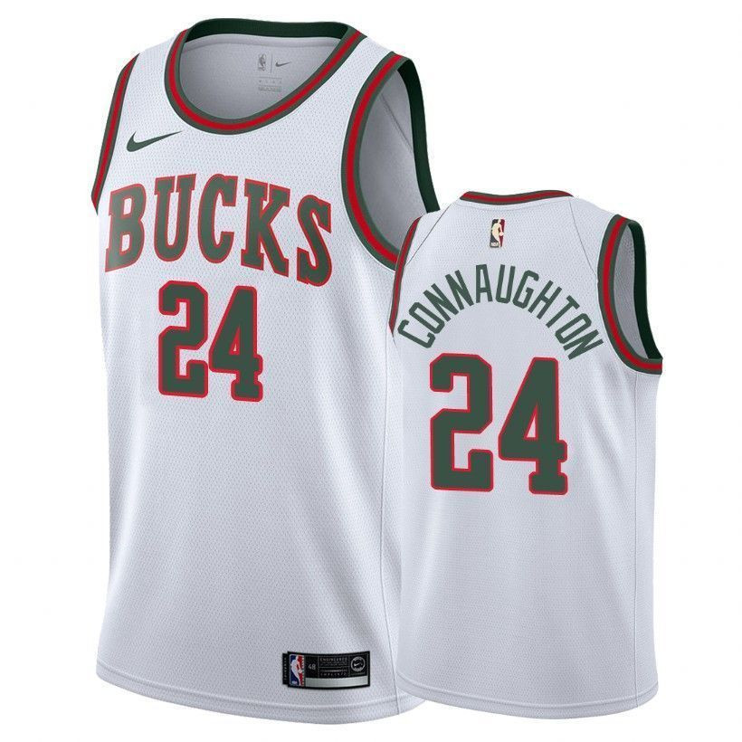 Men's Bucks Male Pat Connaughton 24 Classic White Jersey