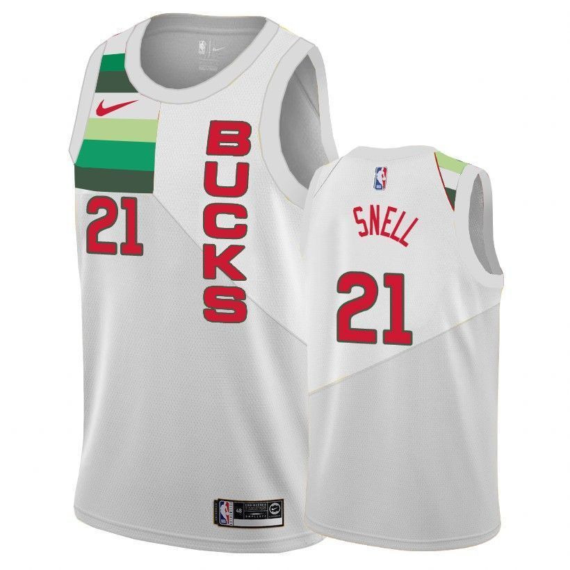 Men's Bucks Tony Snell 21 Male Earned Edition White Jersey