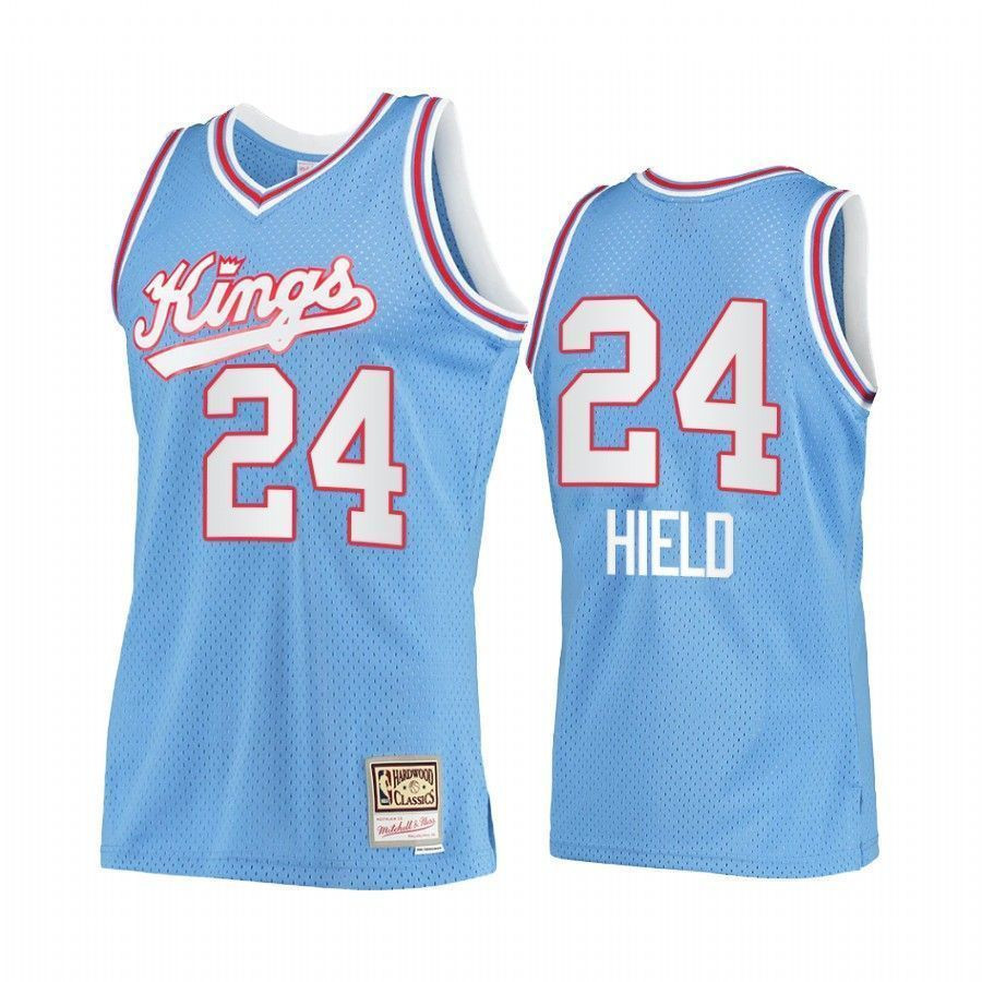 Men's Buddy Hield 24 Sacrato Kings Blue Hardwood Classics Jersey