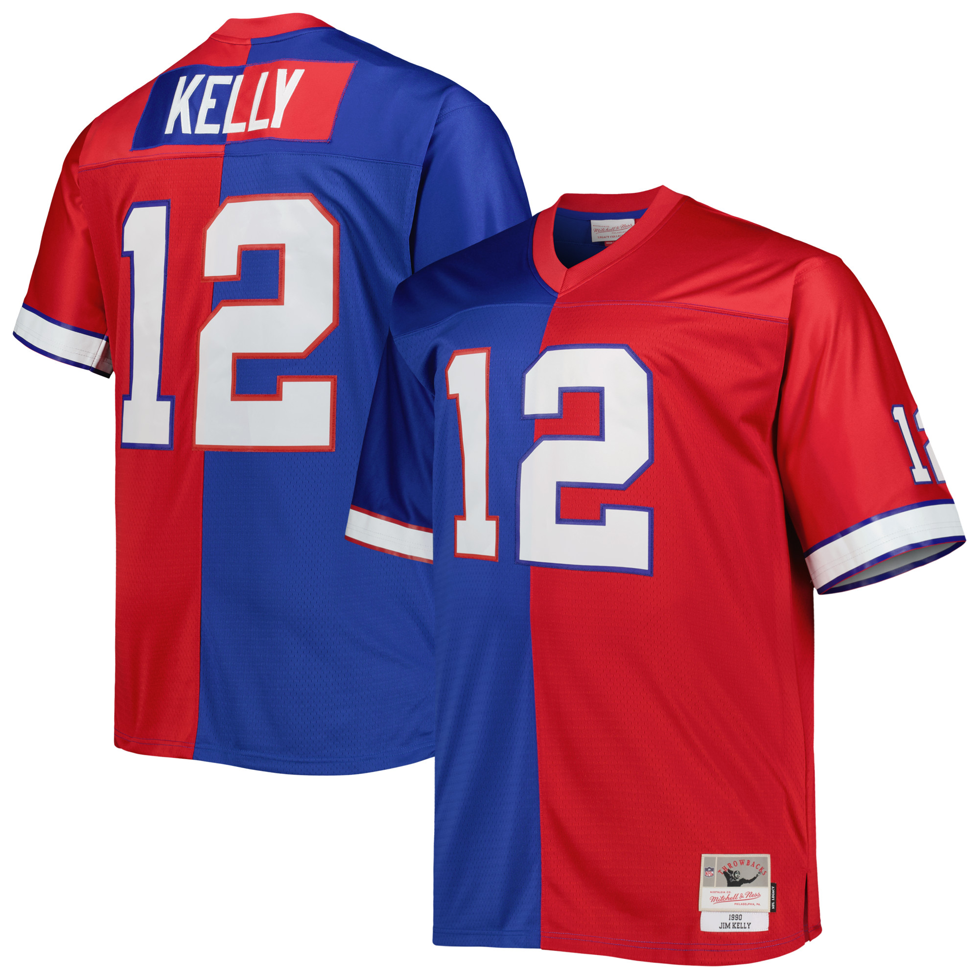 Men's Buffalo Bills Jim Kelly Mitchell & Ness Royal/red Big & Tall Split Legacy Retired Player Jersey Js6484