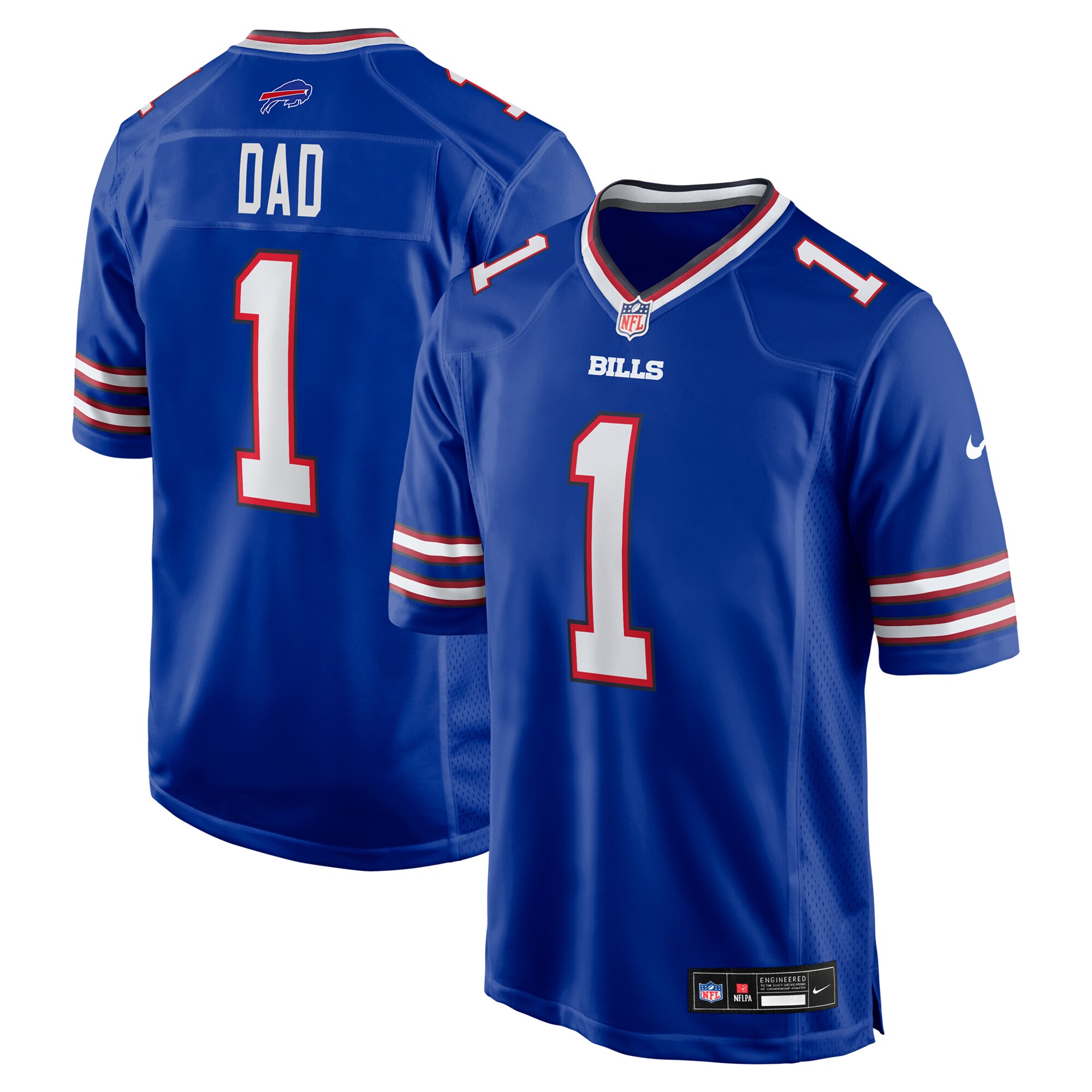 Men's Buffalo Bills Number 1 Dad Royal Game Jersey Js4664