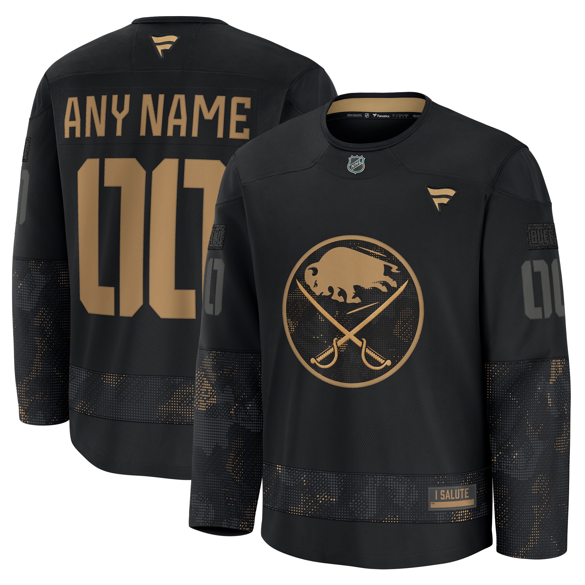 Men's Buffalo Sabres Black 2024 Military Appreciation Custom Practice Jersey