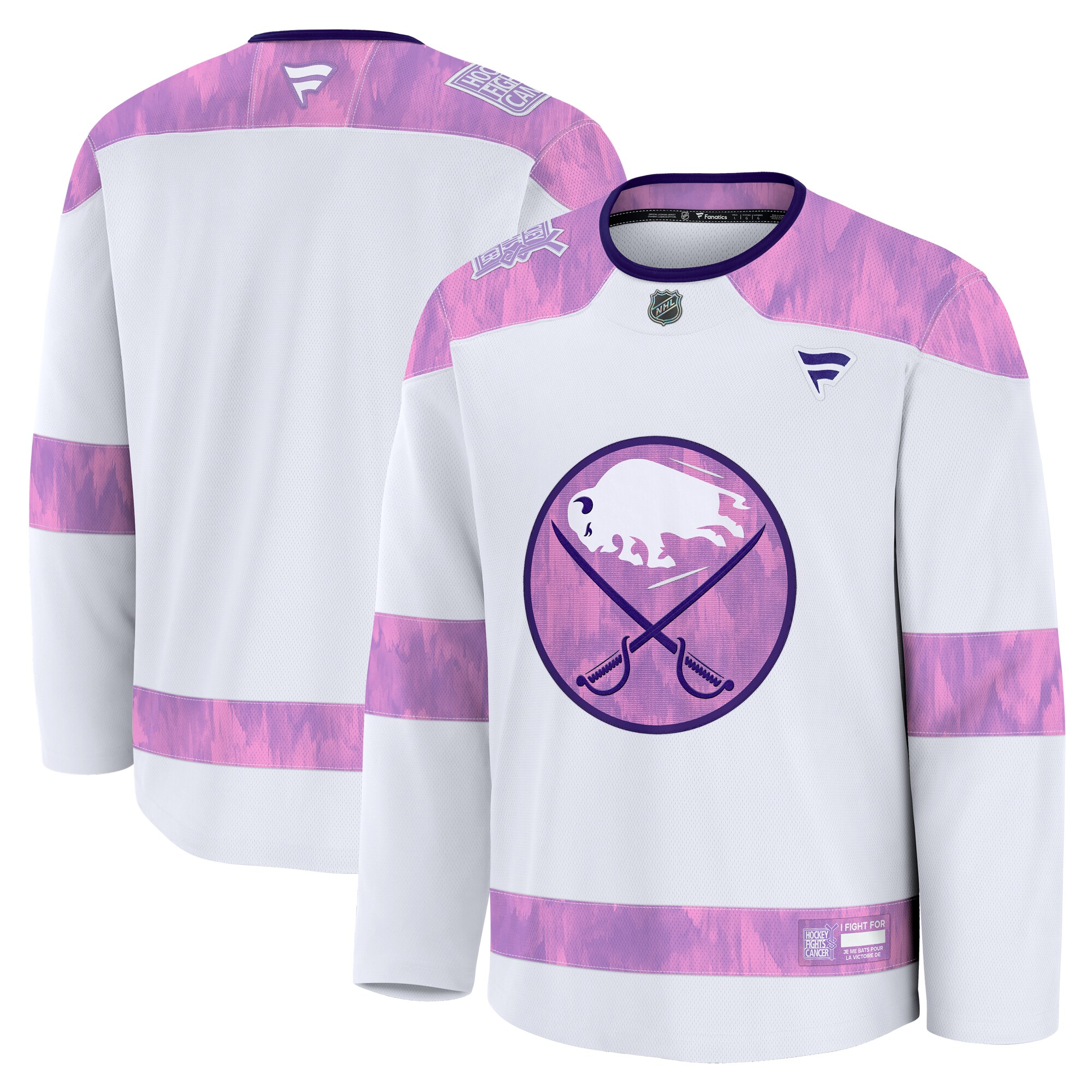 Men's Buffalo Sabres White 2024 Hockey Fights Cancer Practice Jersey
