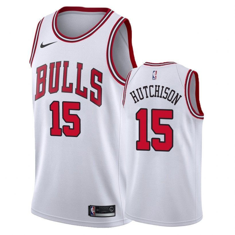 Men's Bulls Male Chandler Hutchison 15 Association White Jersey