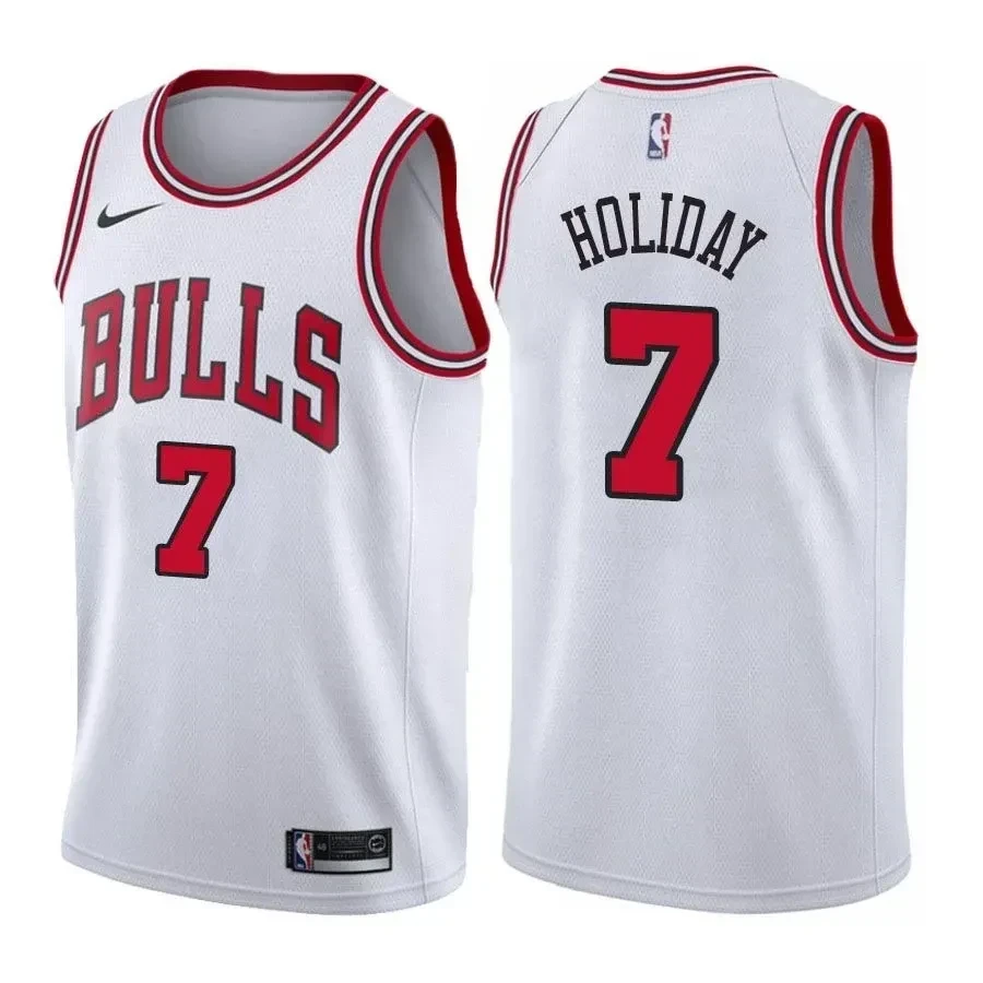 Men's Bulls Male Justin Holiday 7 Association White Jersey
