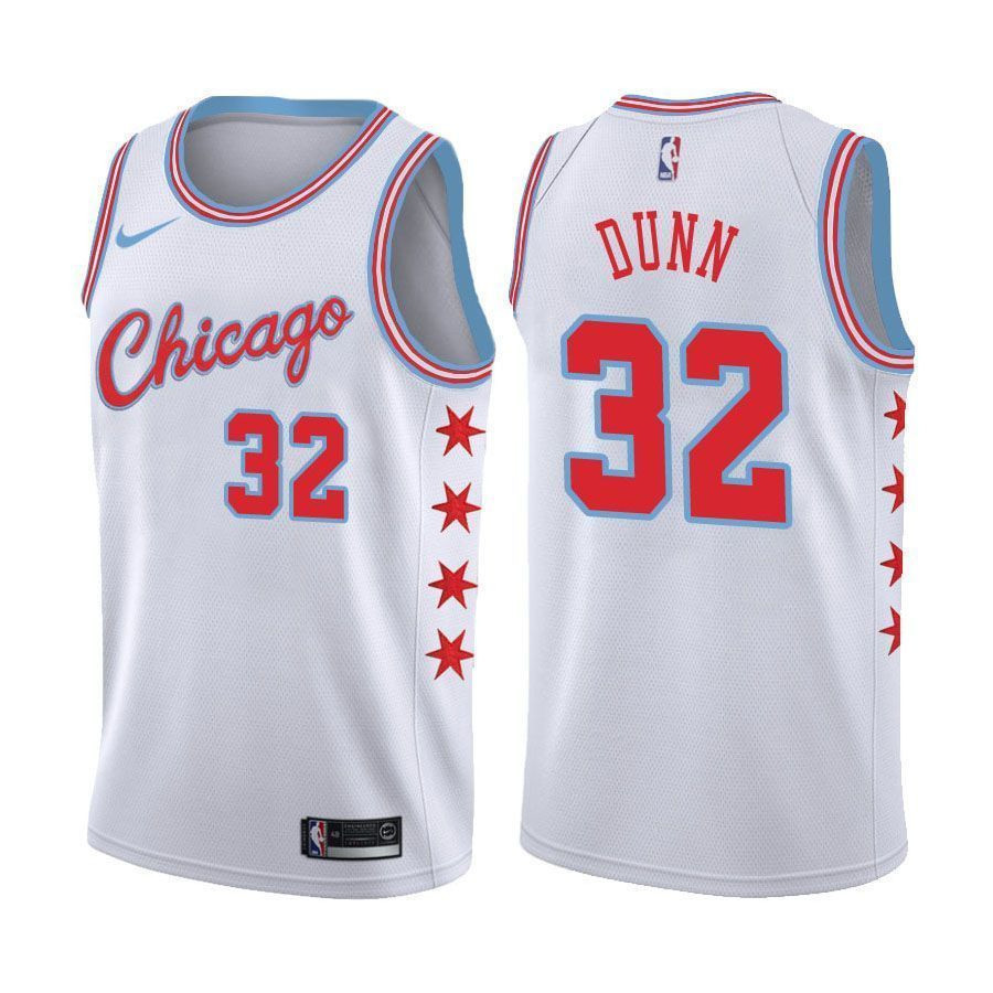 Men's Bulls Male Kris Dunn 32 City Edition White Jersey