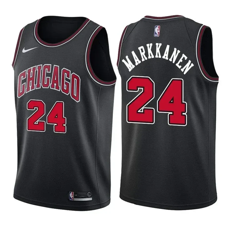 Men's Bulls Male Lauri Markkanen 24 Statet Black Jersey