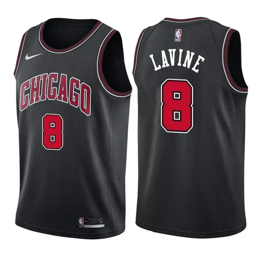 Men's Bulls Male Zach Lavine 8 Statet Black Jersey