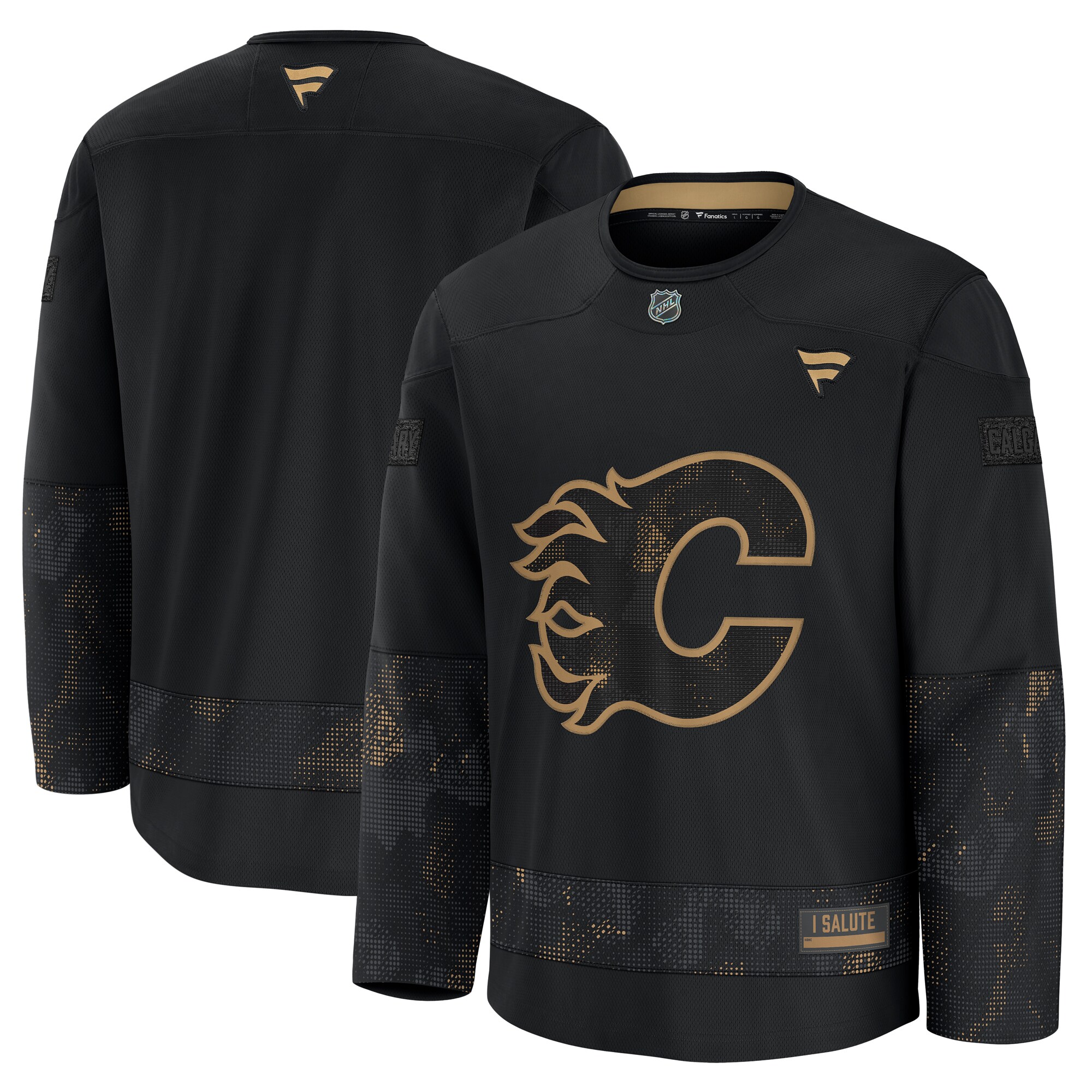 Men's Calgary Flames Black 2024 Military Appreciation Practice Jersey