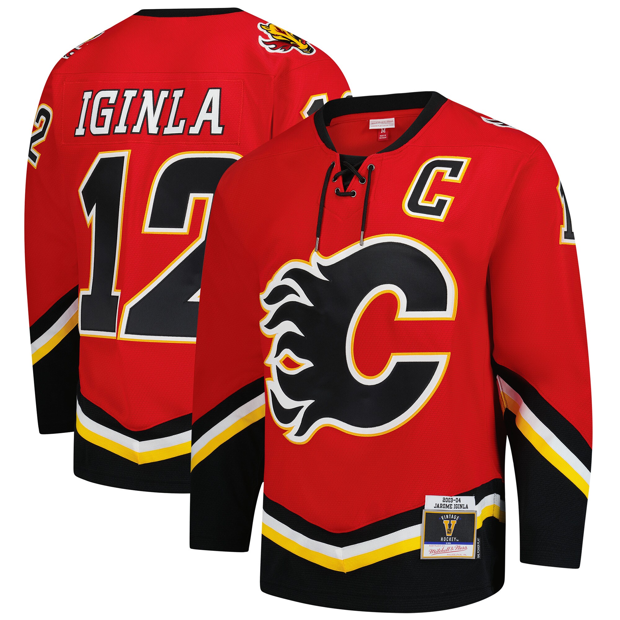 Men's Calgary Flames Jarome Iginla Mitchell & Ness Red 2003-04 Power Play Jersey
