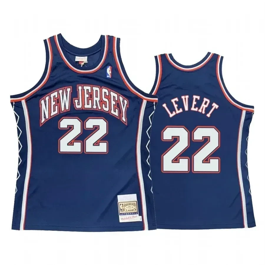Men's Caris Levert 22 Brooklyn Nets Blue Hardwood Classics Jersey