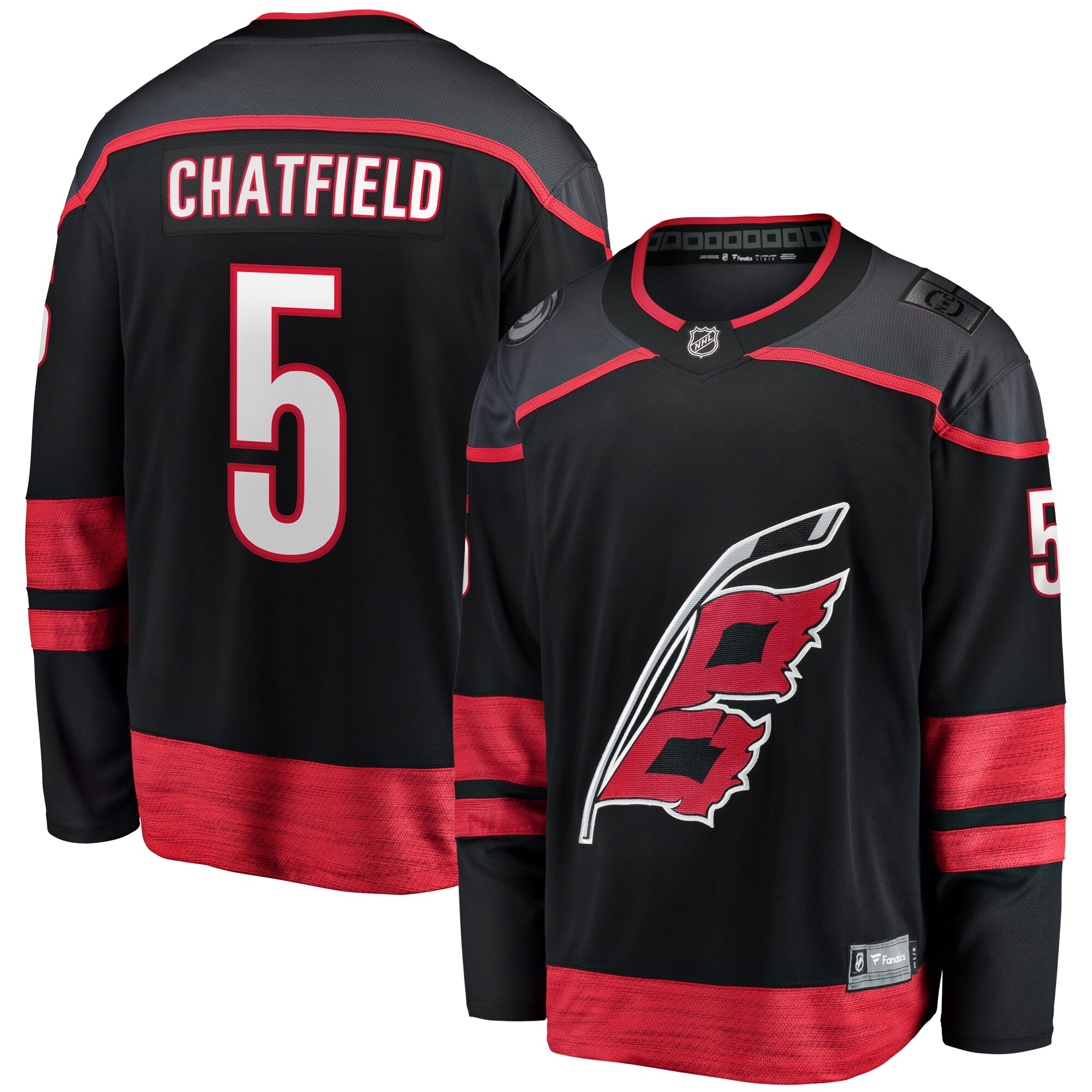Men's Carolina Hurricanes Jalen Chatfield Black Home Premier Breakaway Player Jersey