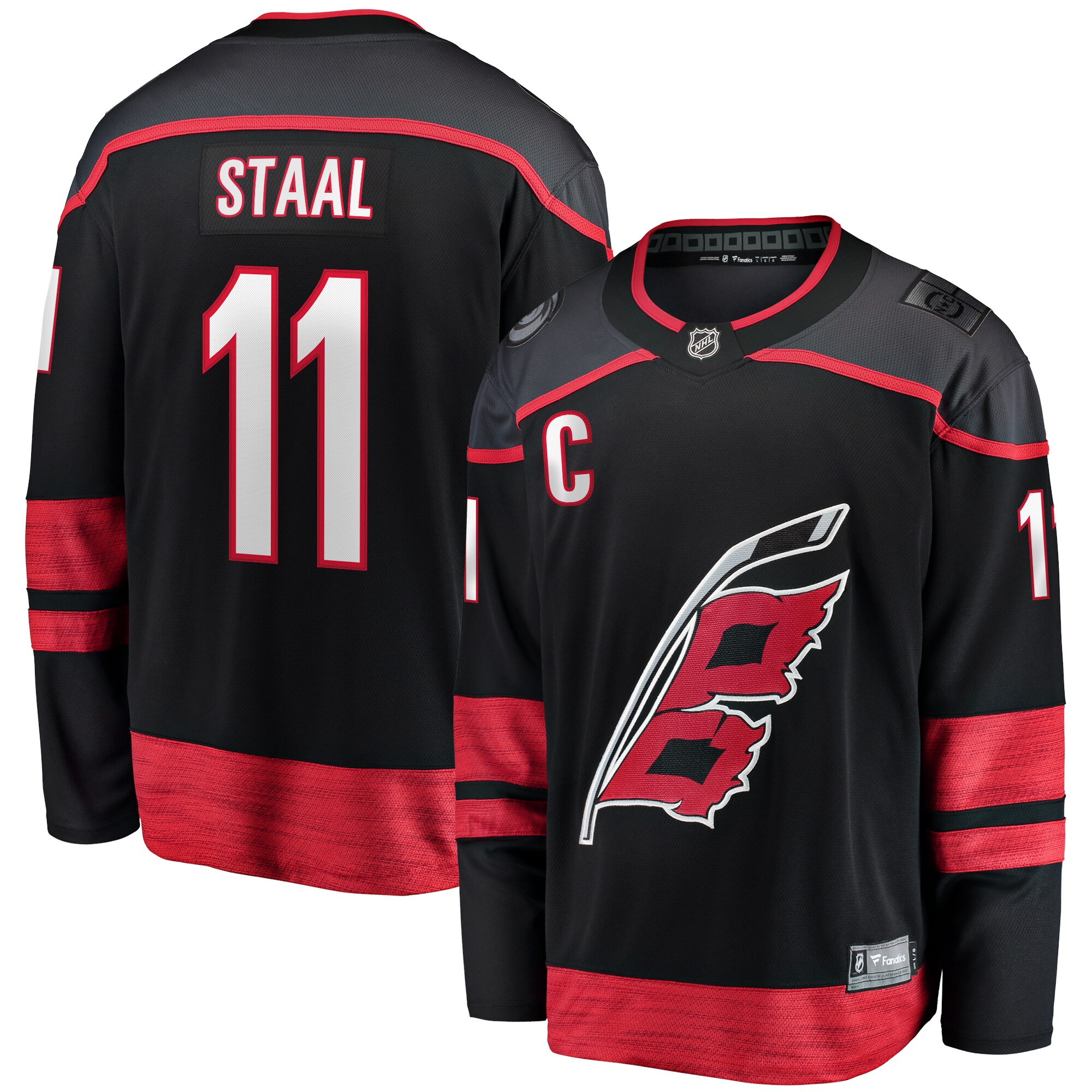 Men's Carolina Hurricanes Jordan Staal Black Home Captain Patch Breakaway Player Jersey