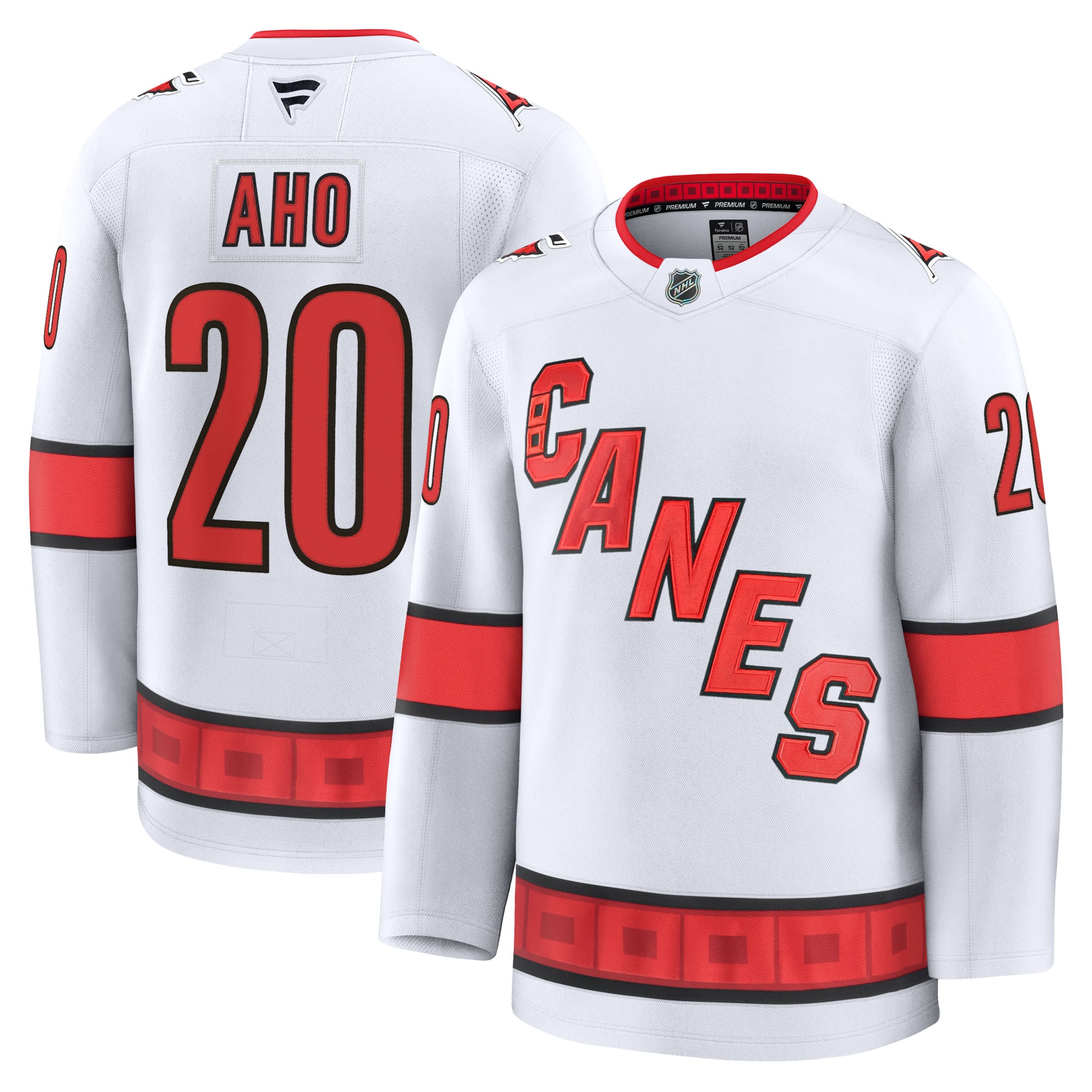 Men's Carolina Hurricanes Sebastian Aho White Away Premium Jersey