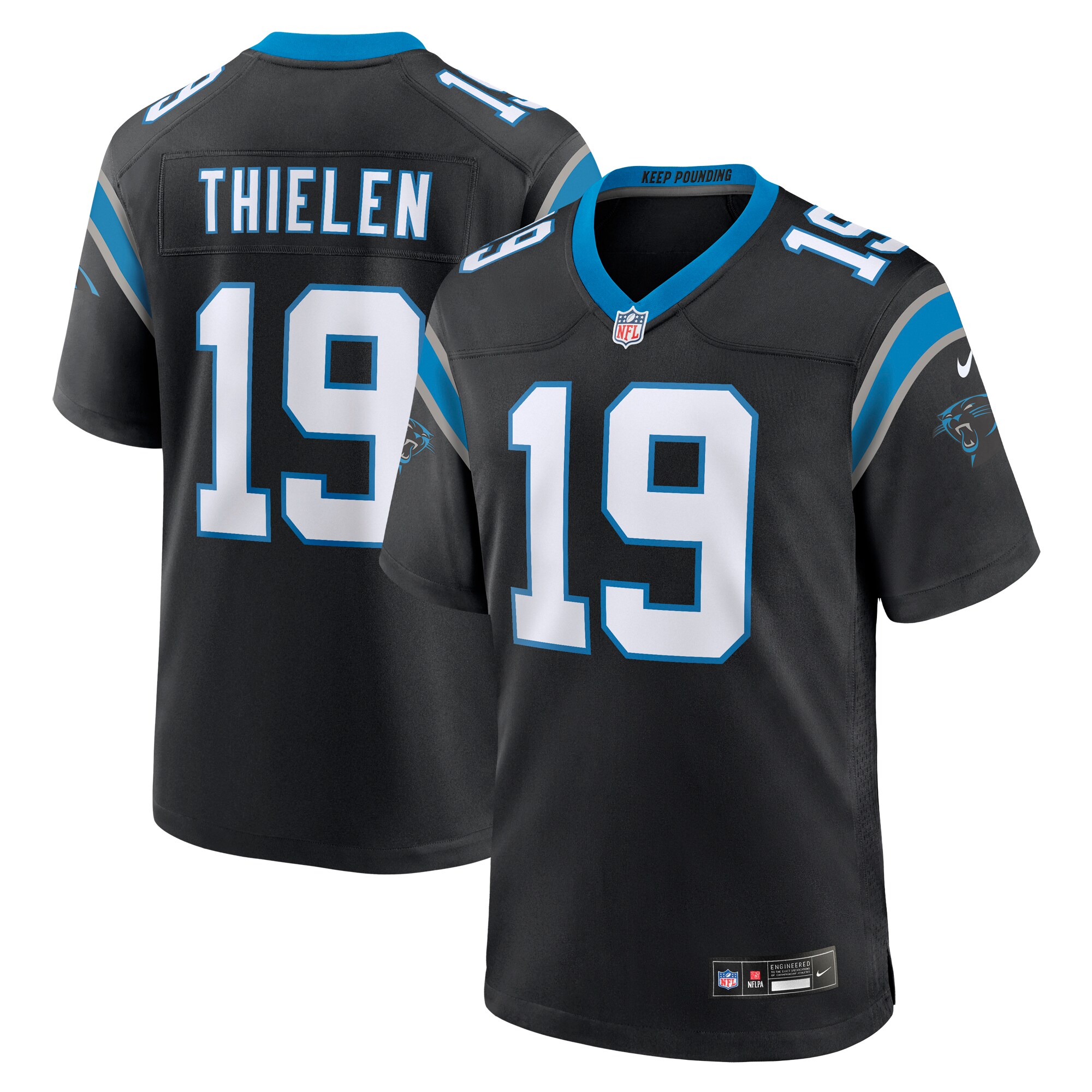 Men's Carolina Panthers Adam Thielen Black Team Game Jersey Js1785