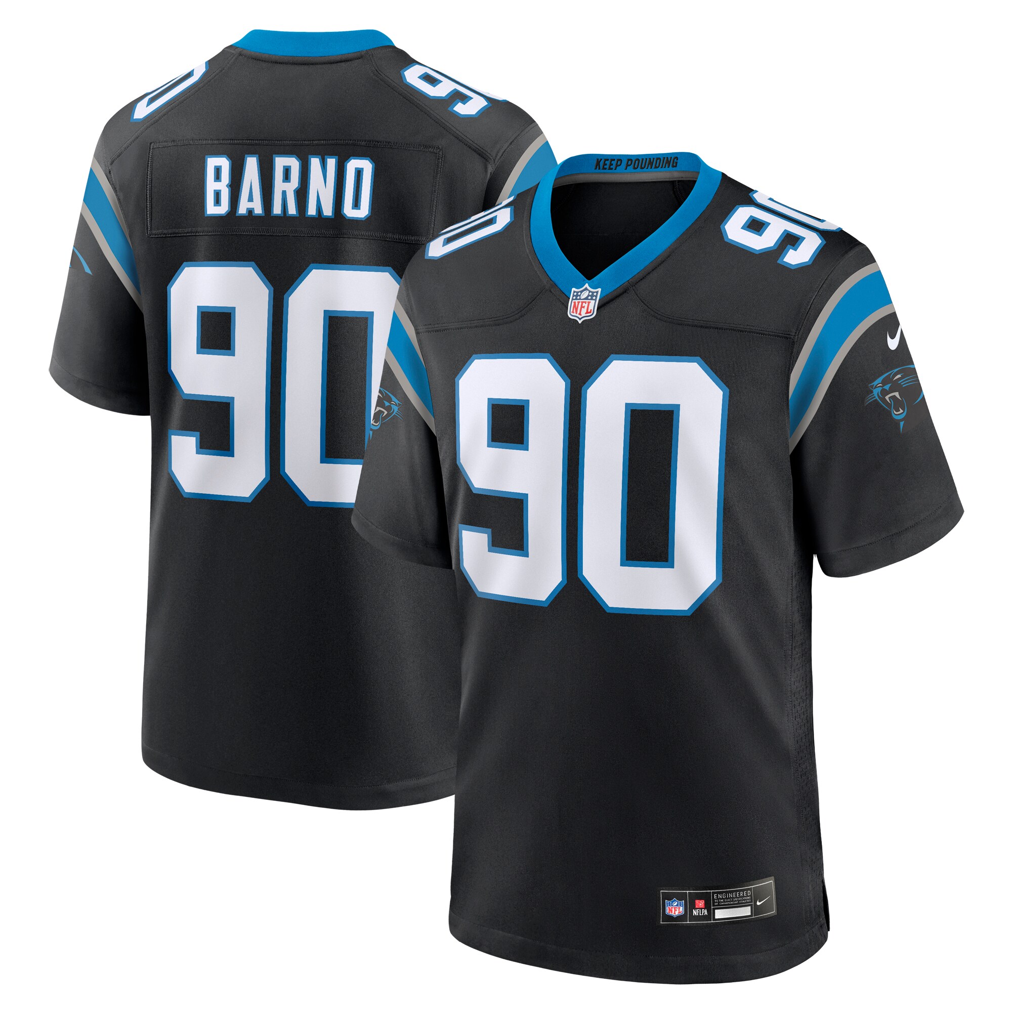Men's Carolina Panthers Amare Barno Black Team Game Jersey Js2831