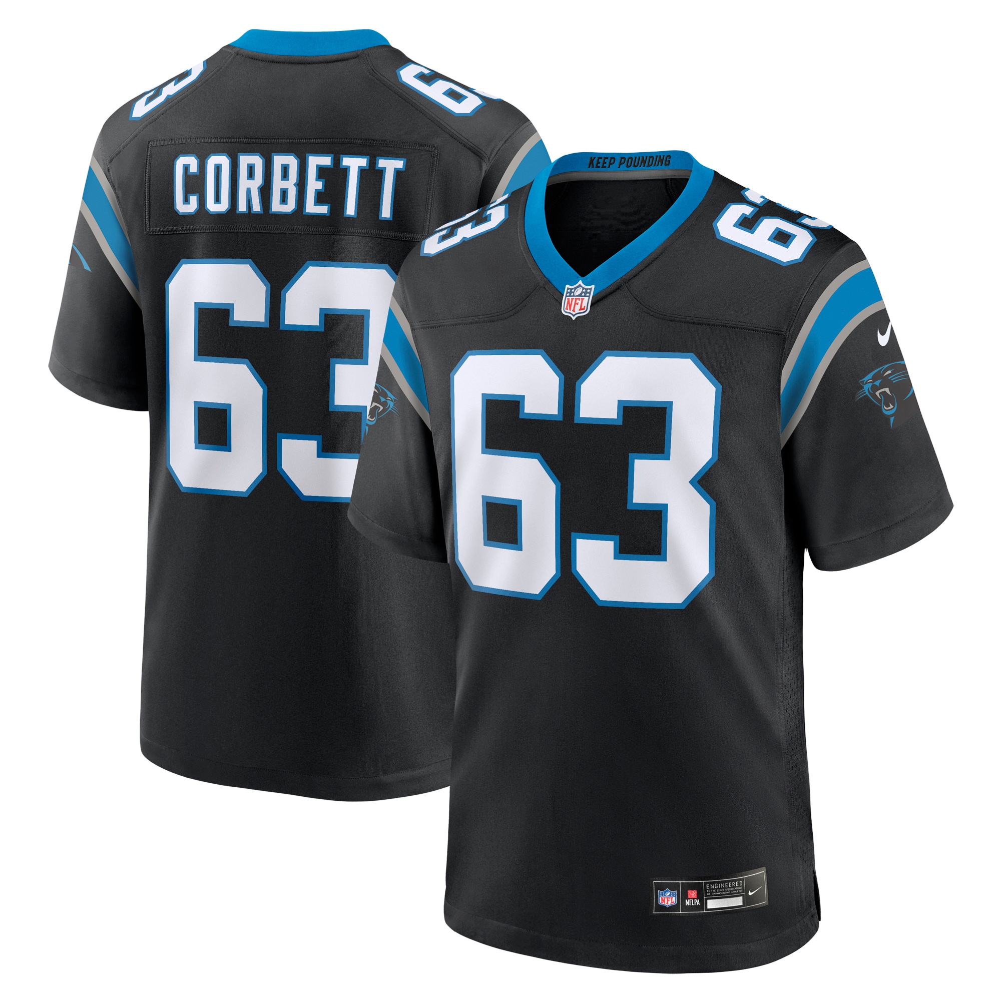 Men's Carolina Panthers Austin Corbett Black Team Game Jersey Js4522