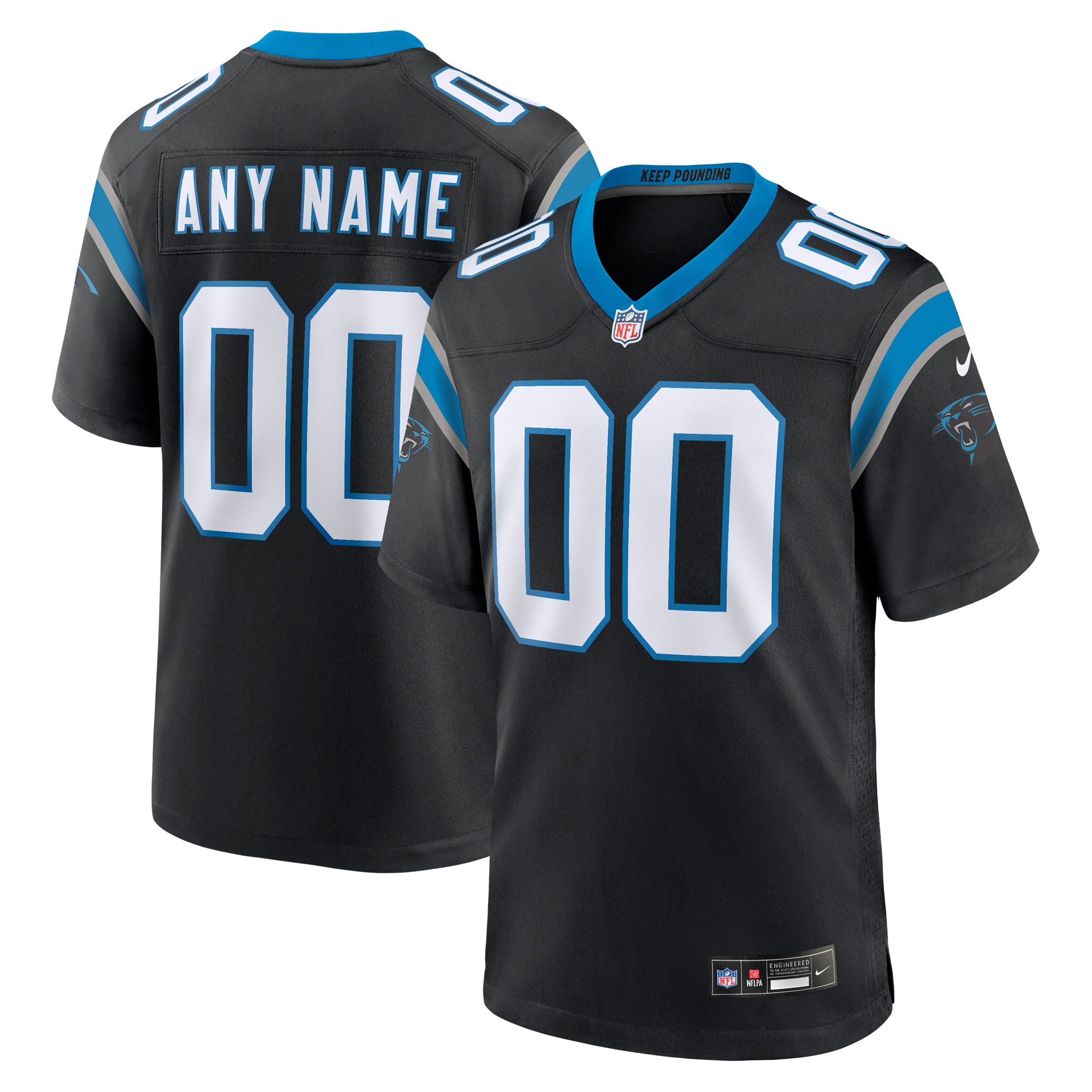 Men's Carolina Panthers Black Custom Game Jersey Js2939