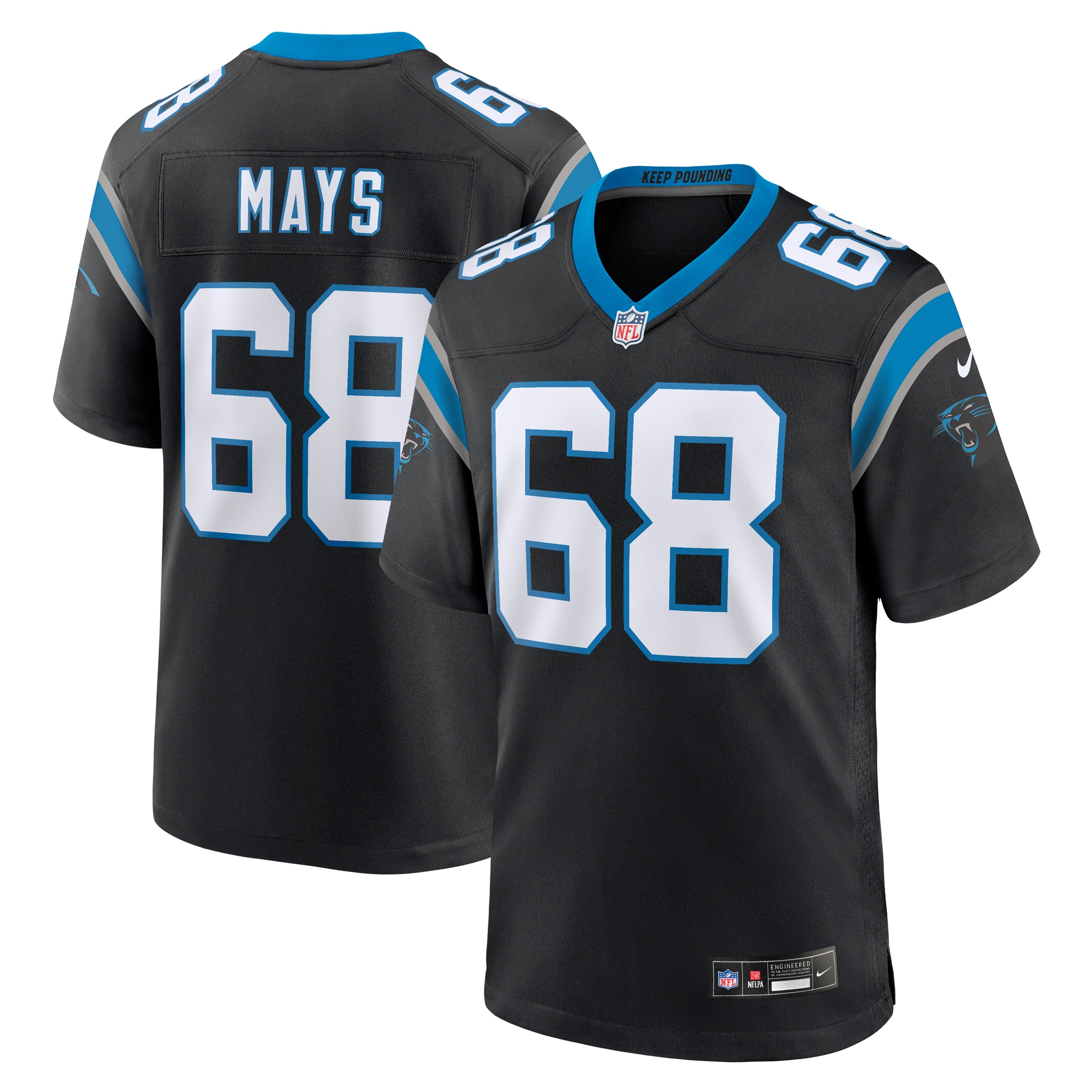 Men's Carolina Panthers Cade Mays Black Team Game Jersey Js6567