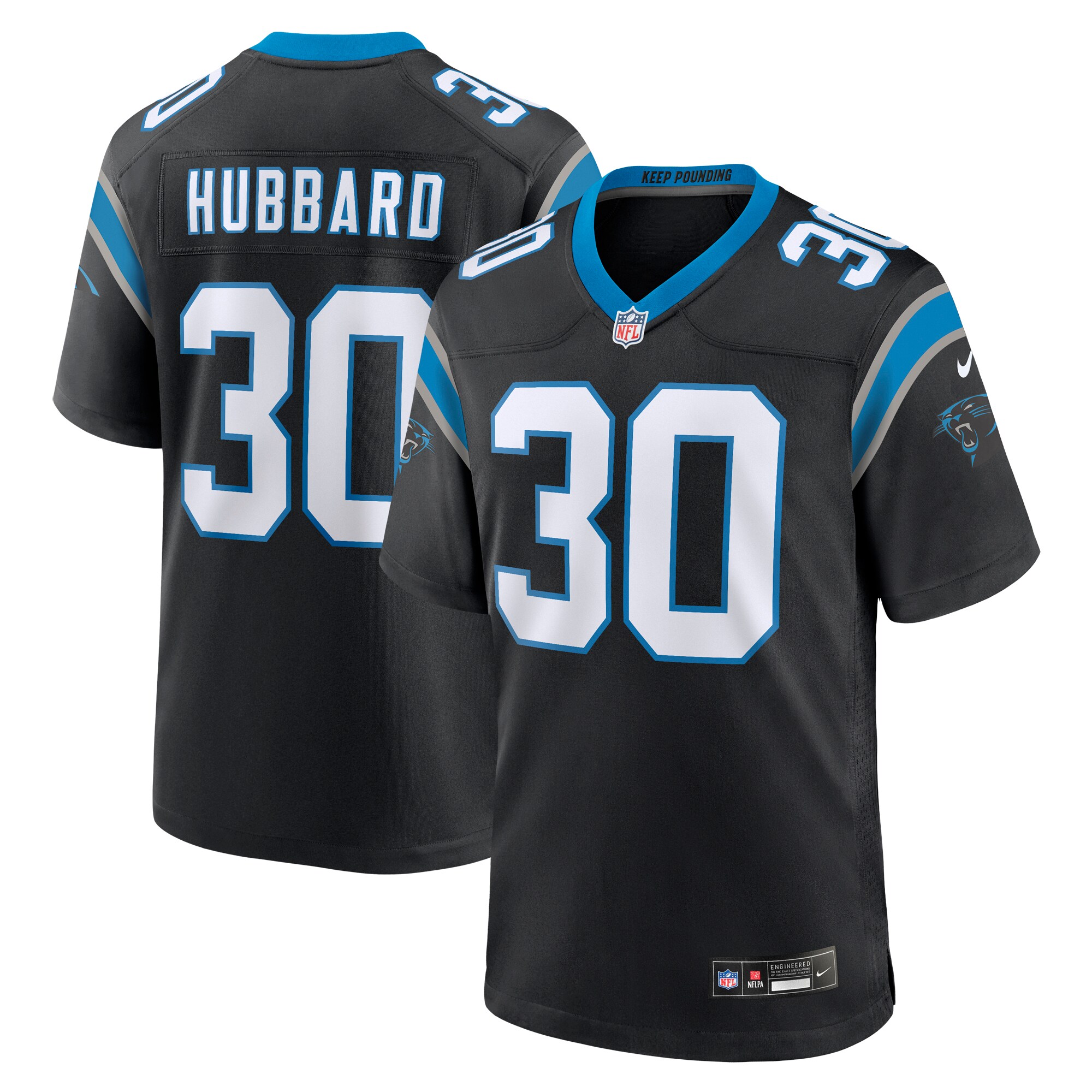 Men's Carolina Panthers Chuba Hubbard Black Team Game Jersey Js7593