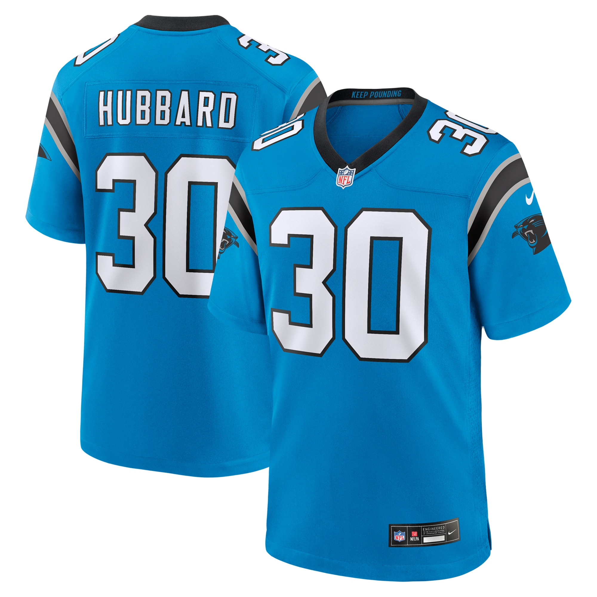 Men's Carolina Panthers Chuba Hubbard Blue Alternate Game Jersey Js4969