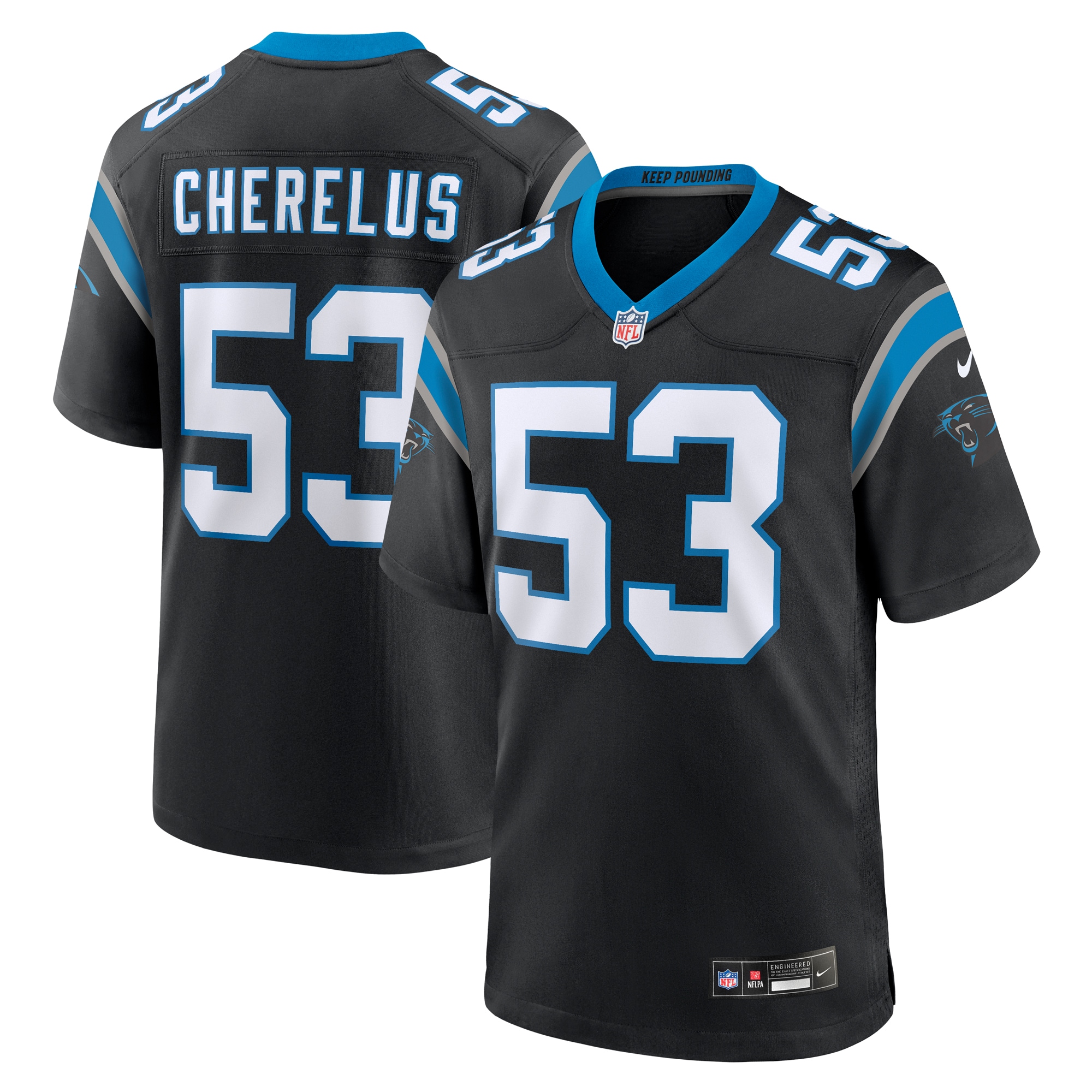 Men's Carolina Panthers Claudin Cherelus Black Team Game Jersey Js1188