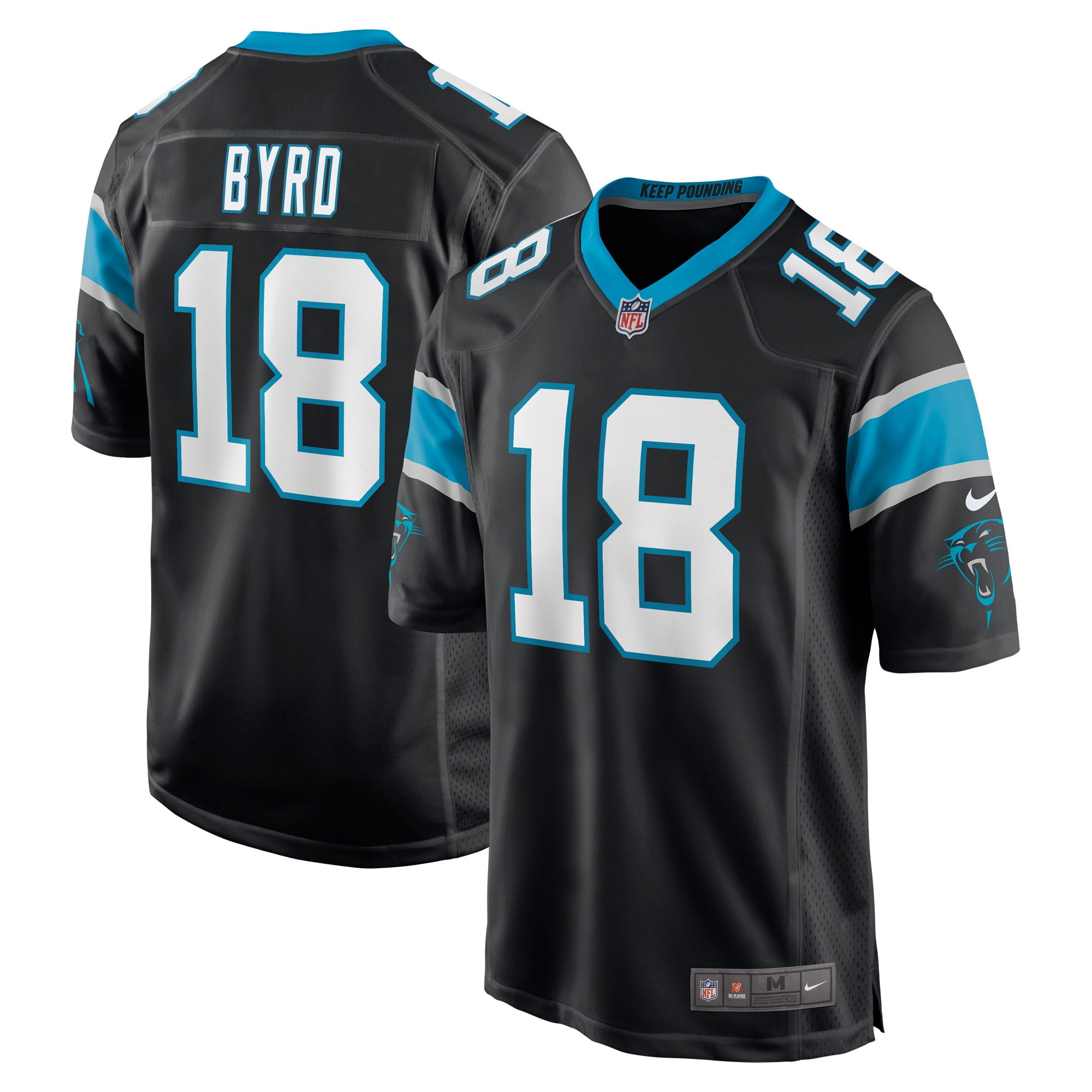 Men's Carolina Panthers Damiere Byrd Black Game Player Jersey Js5907