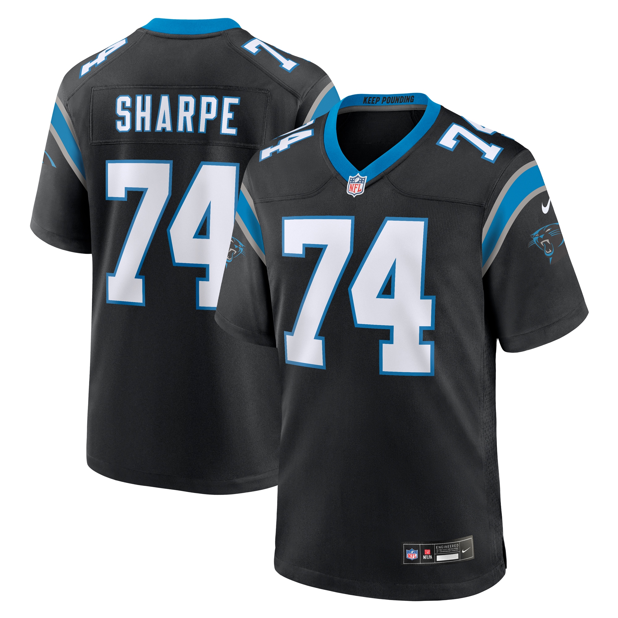 Men's Carolina Panthers David Sharpe Black Team Game Jersey Js1449