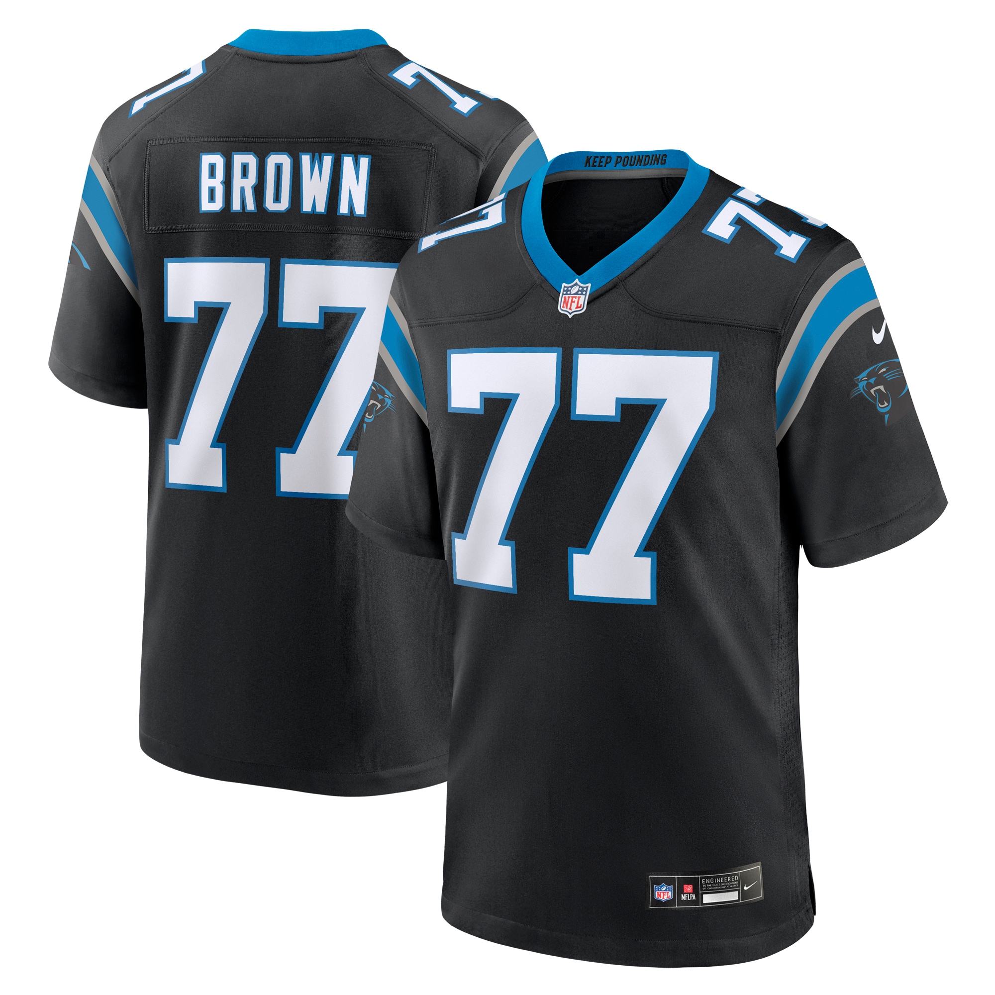 Men's Carolina Panthers Deonte Brown Black Team Game Jersey Js7313