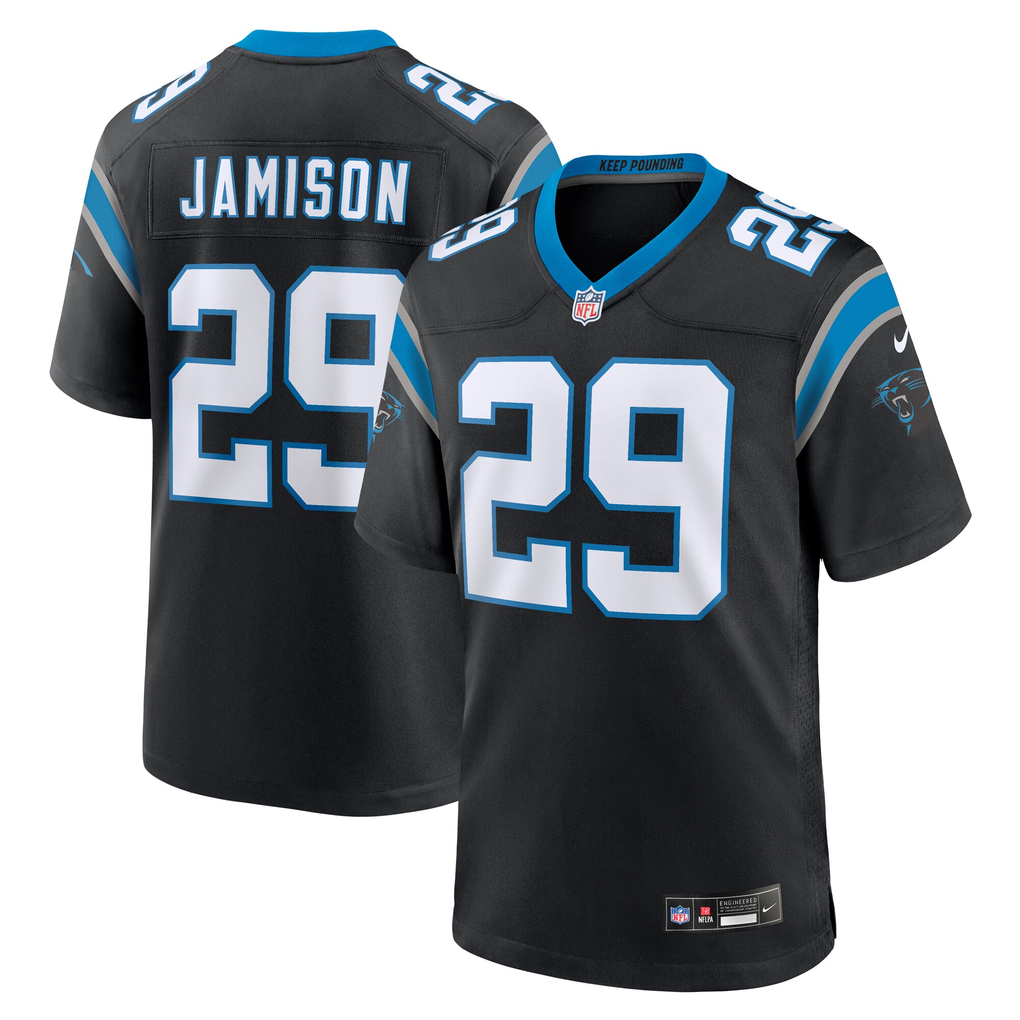 Men's Carolina Panthers D'shawn Jamison Black Team Game Jersey Js4295