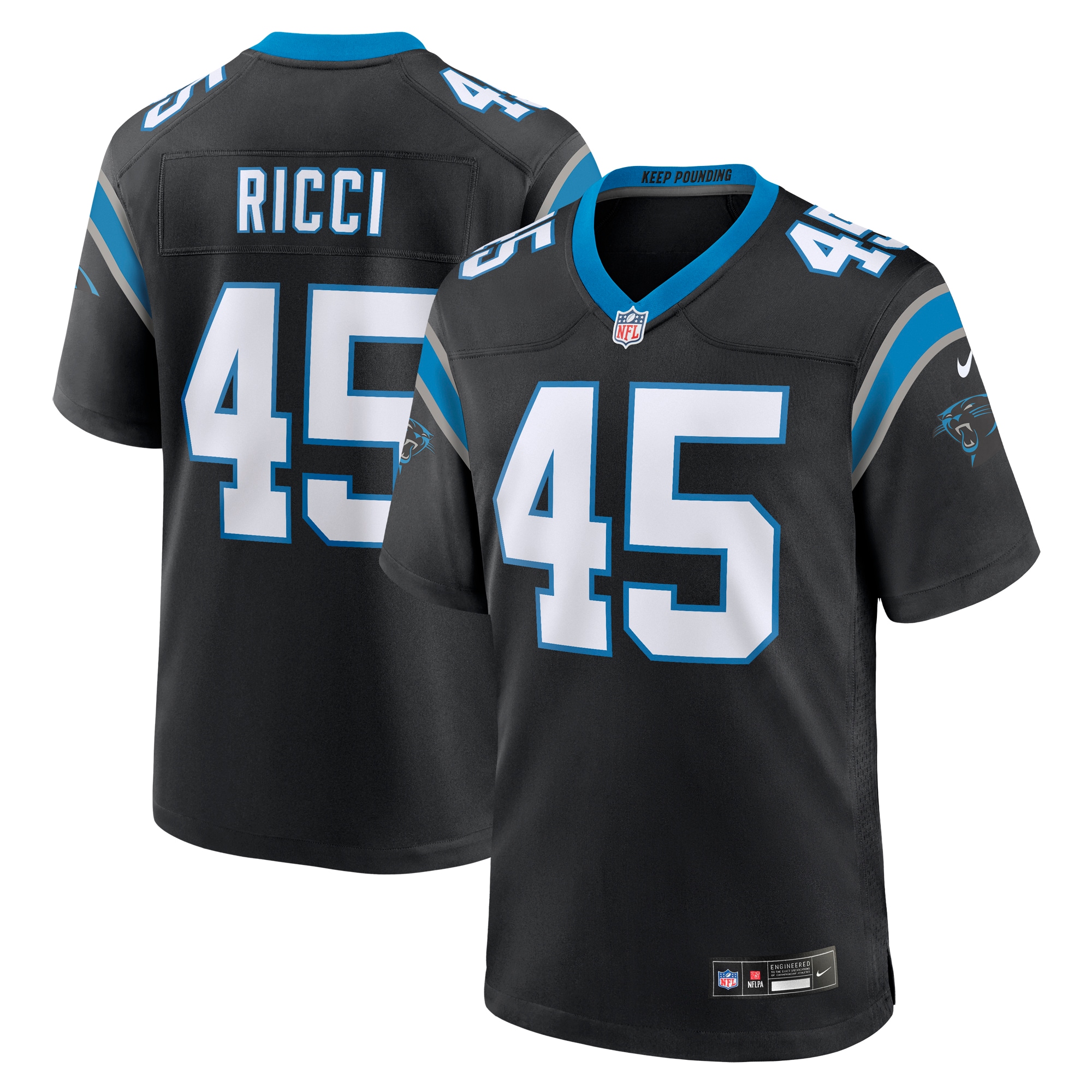 Men's Carolina Panthers Giovanni Ricci Black Team Game Jersey Js8717