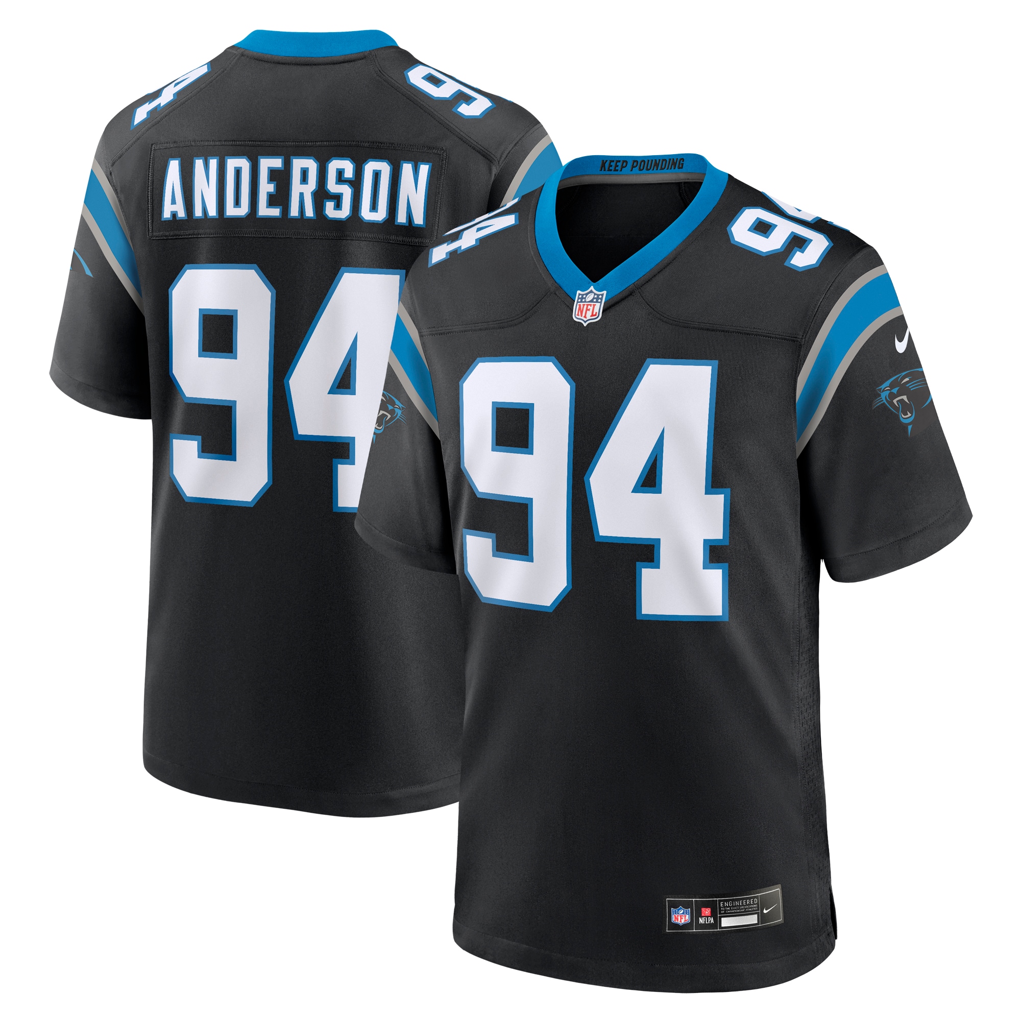 Men's Carolina Panthers Henry Anderson Black Team Game Jersey Js9553