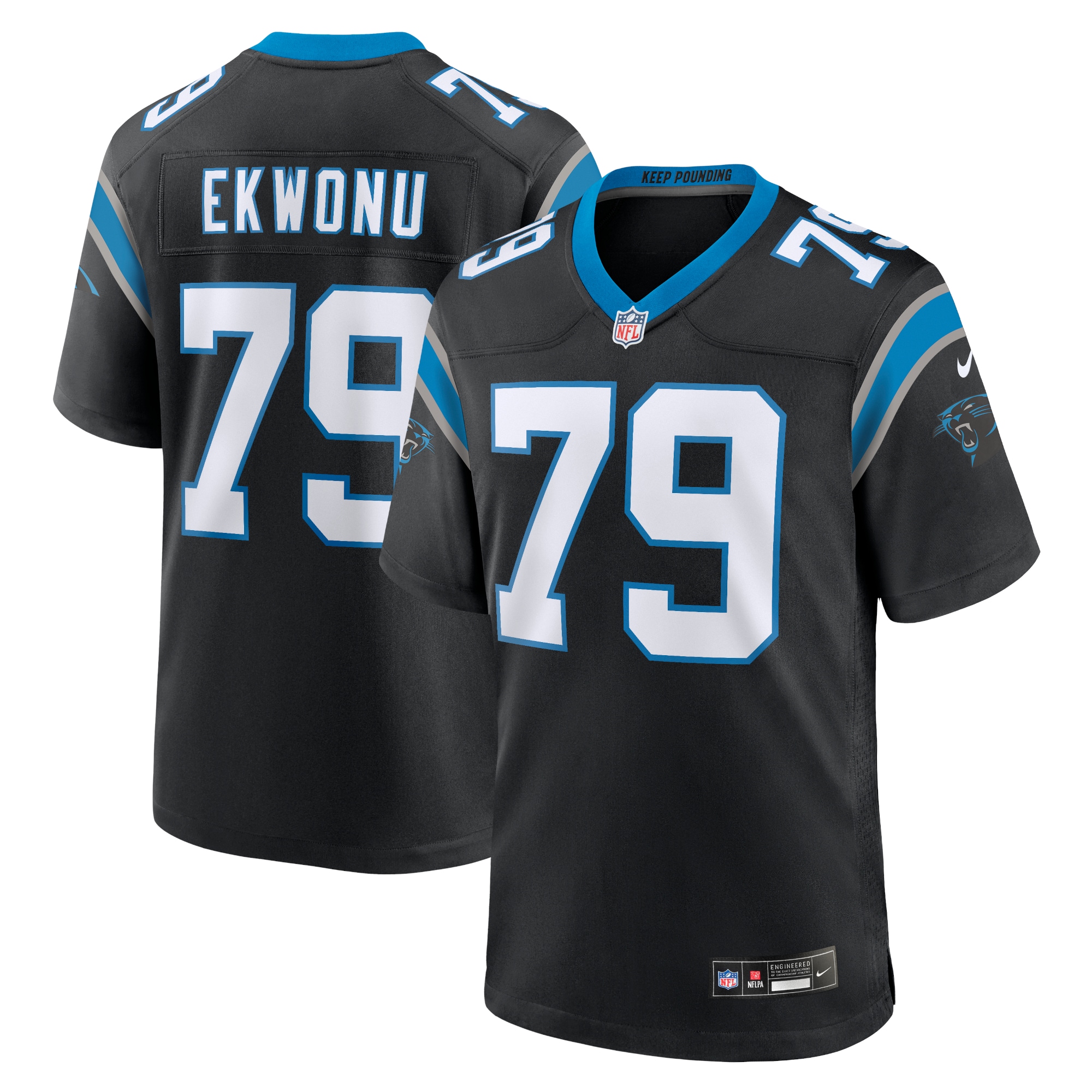 Men's Carolina Panthers Ikem Ekwonu Black Game Jersey Js2662