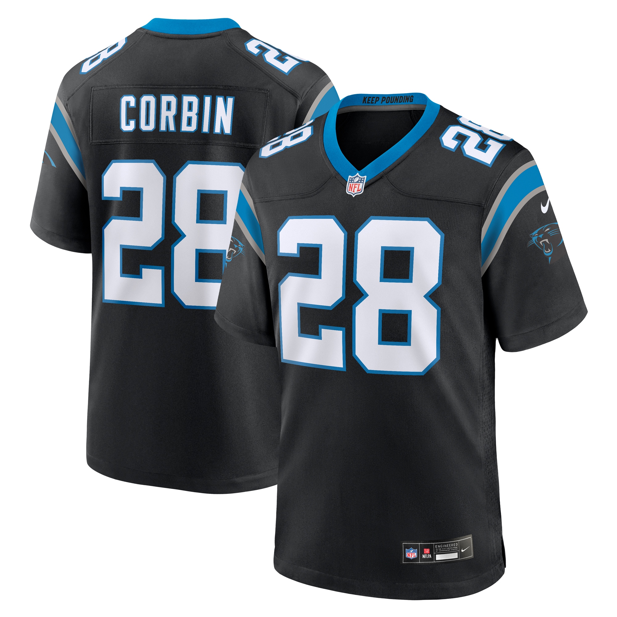 Men's Carolina Panthers Jashaun Corbin Black Team Game Jersey Js6712