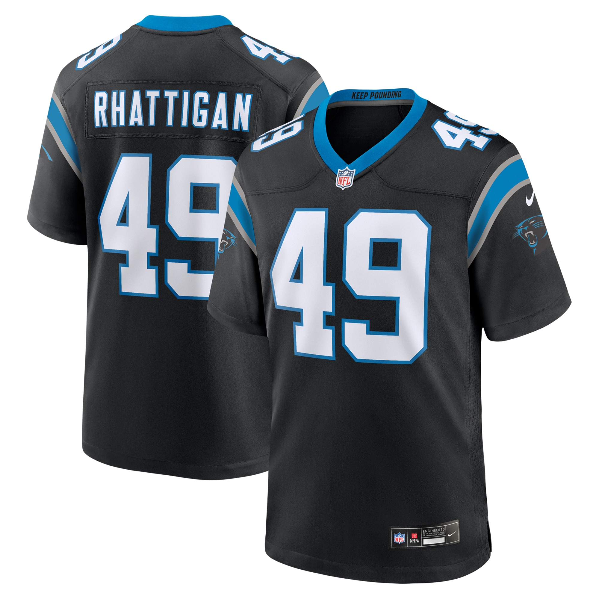 Men's Carolina Panthers Jon Rhattigan Black Game Jersey Js2336