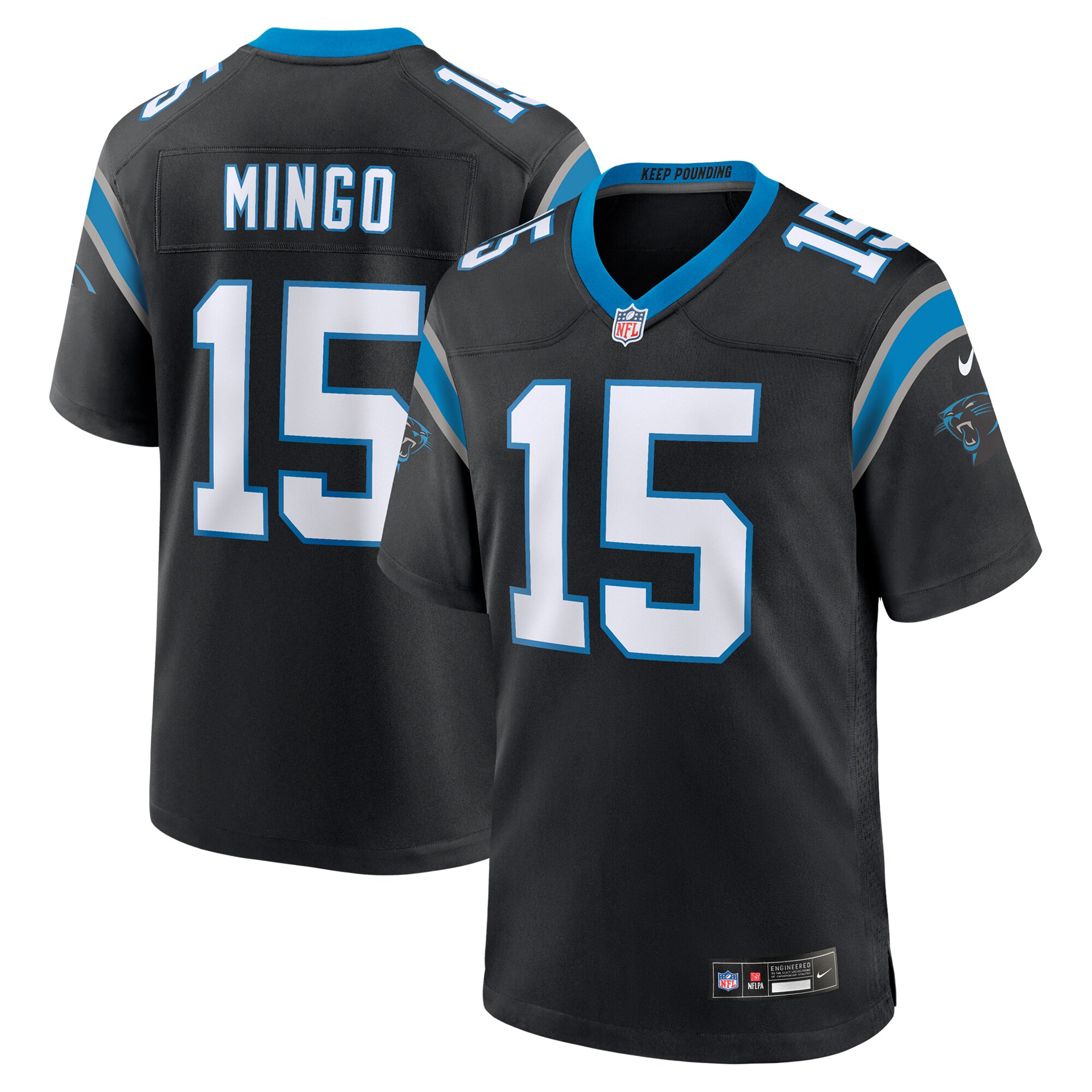 Men's Carolina Panthers Jonathan Mingo Black Game Jersey Js5524