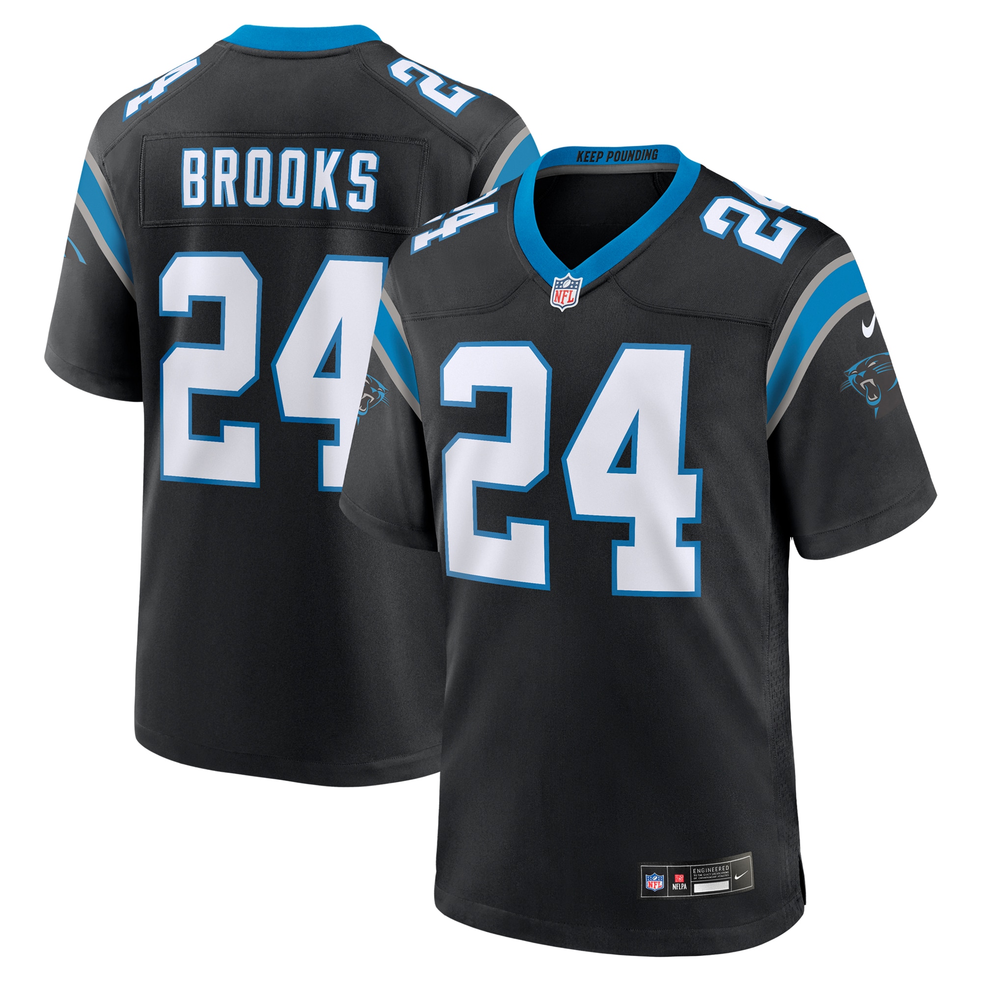 Men's Carolina Panthers Jonathon Brooks Black Game Jersey Js8042