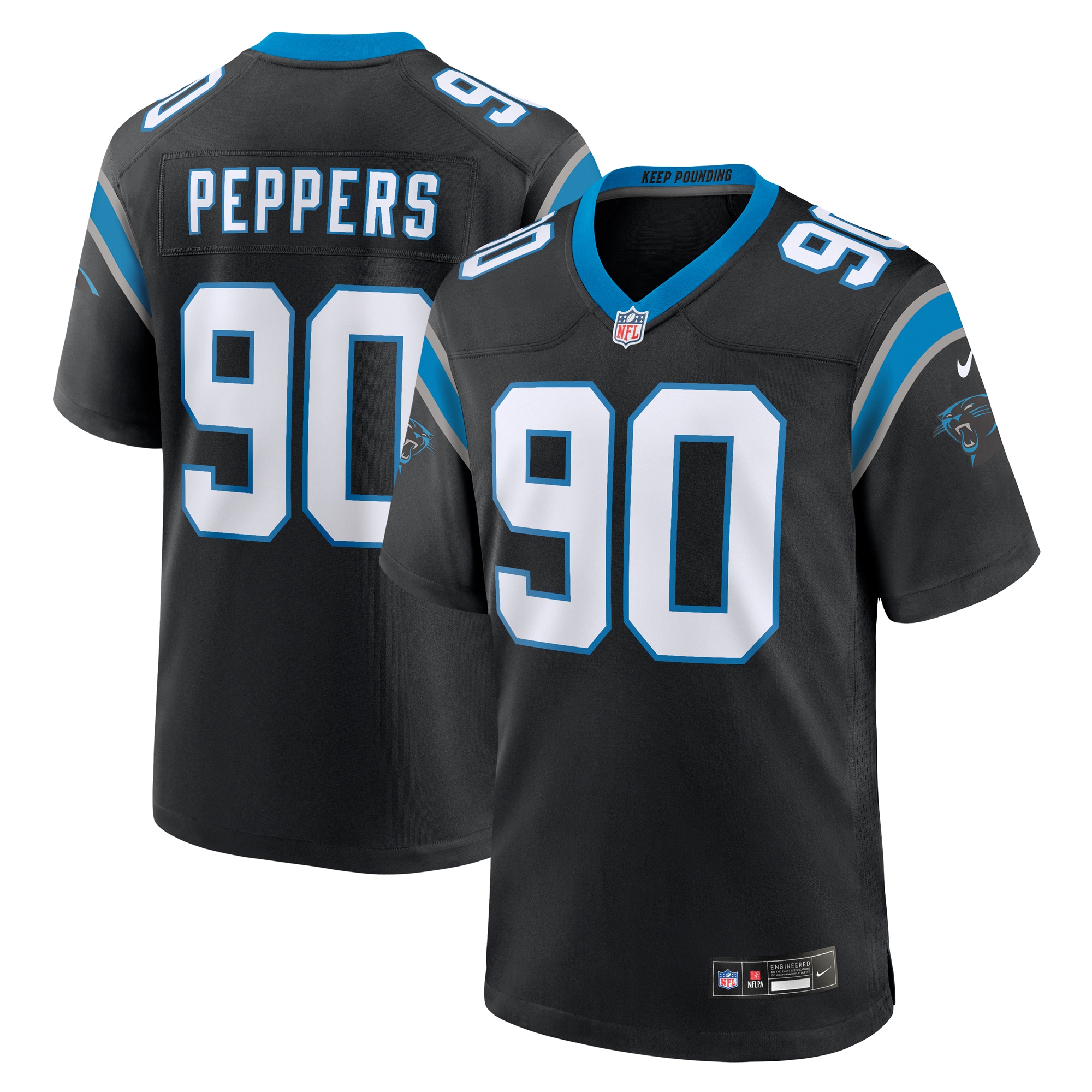 Men's Carolina Panthers Julius Peppers Black Retired Player Game Jersey Js8933