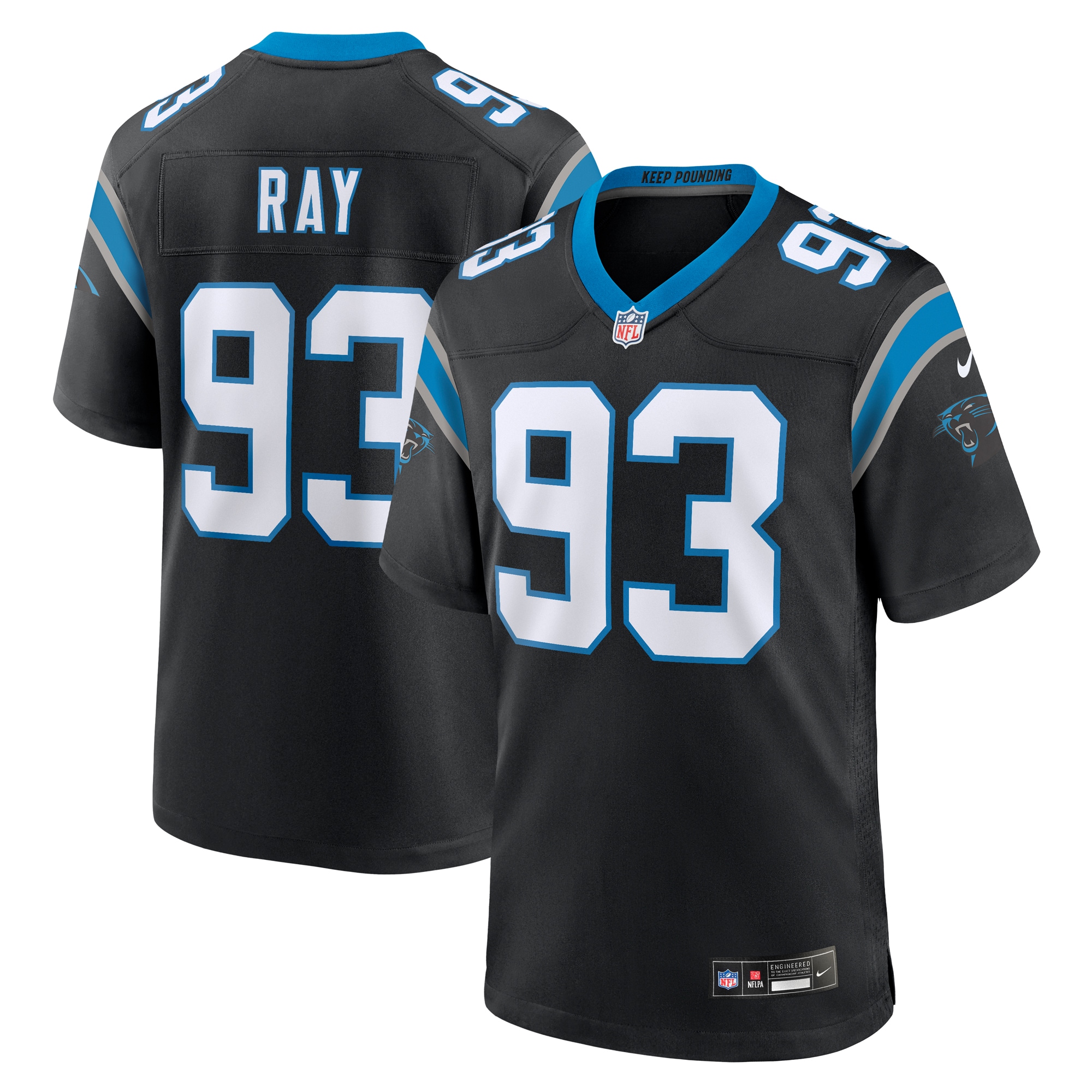 Men's Carolina Panthers Labryan Ray Black Team Game Jersey Js2737