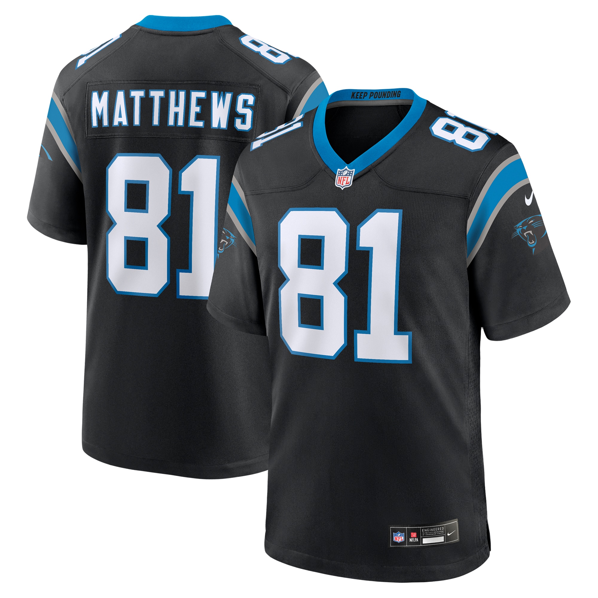 Men's Carolina Panthers Matthews Black Game Jersey Js3622