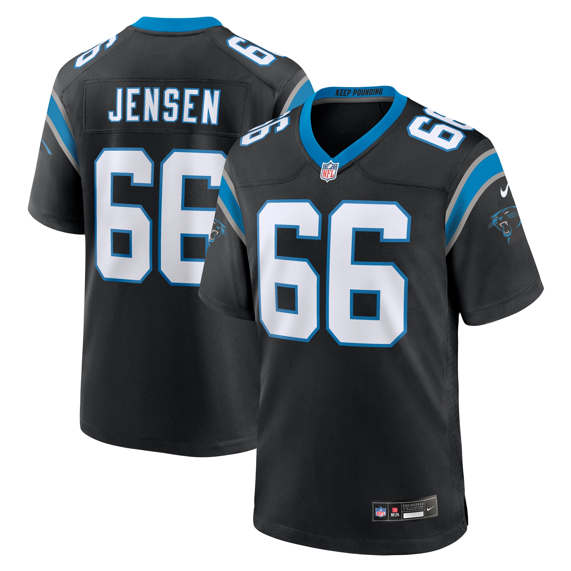 Men's Carolina Panthers Nash Jensen Black Team Game Jersey Js9566