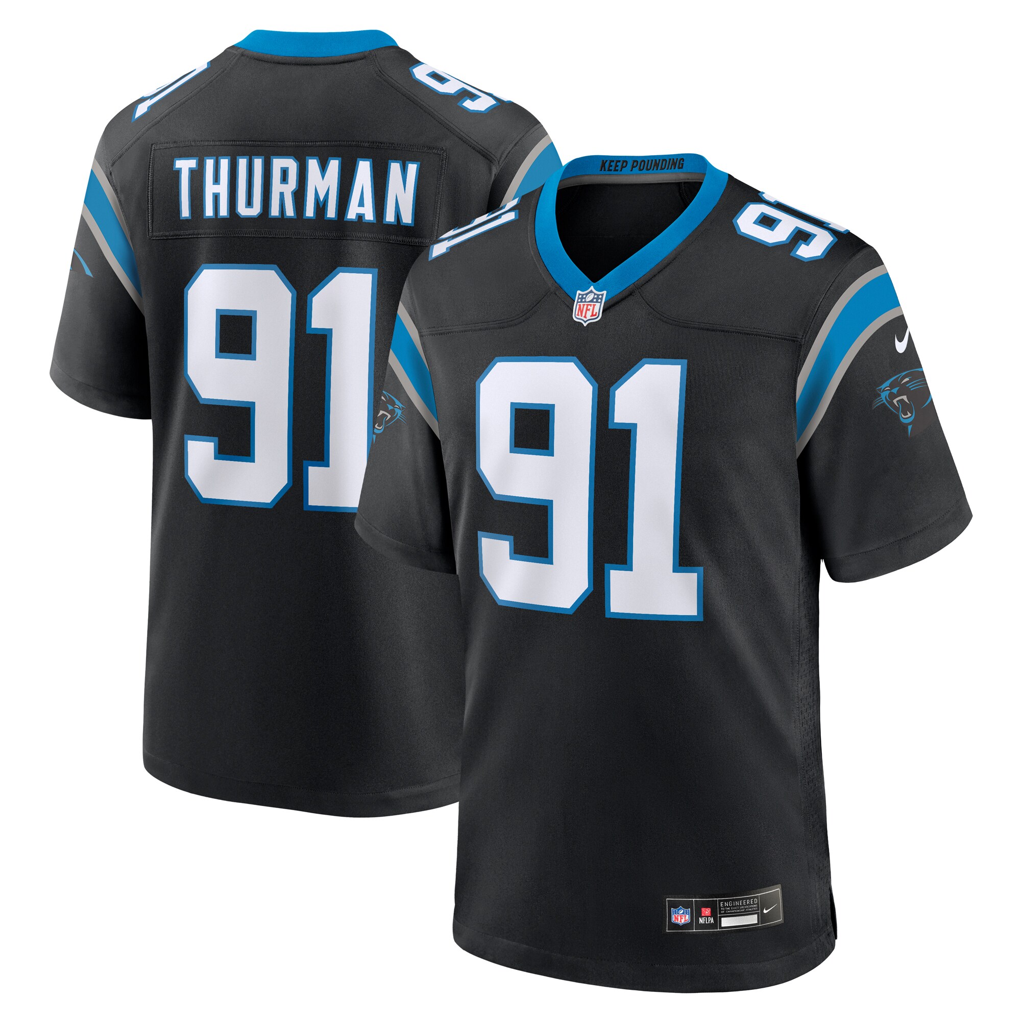 Men's Carolina Panthers Nick Thurman Black Team Game Jersey Js7931