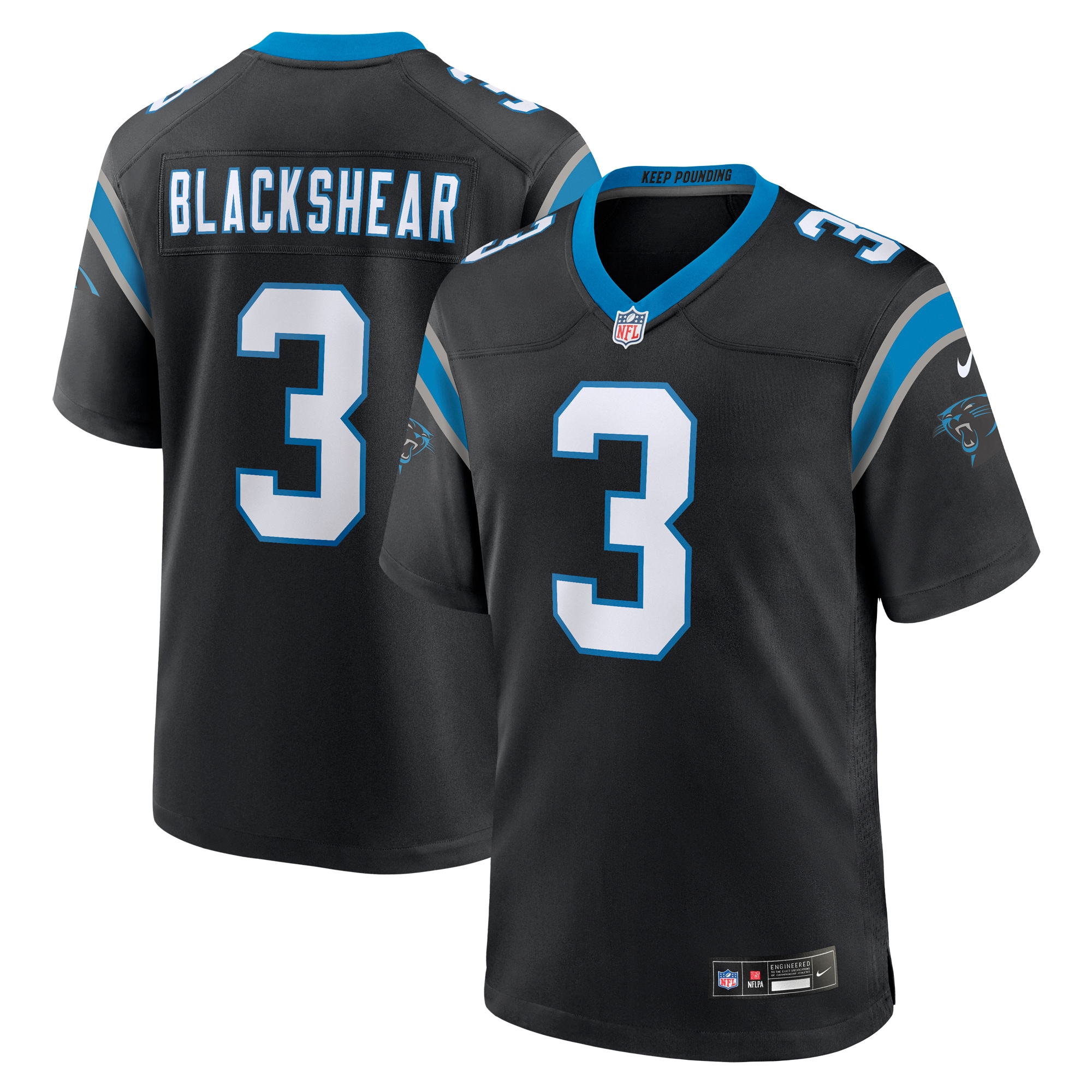 Men's Carolina Panthers Raheem Blackshear Black Team Game Jersey Js4719