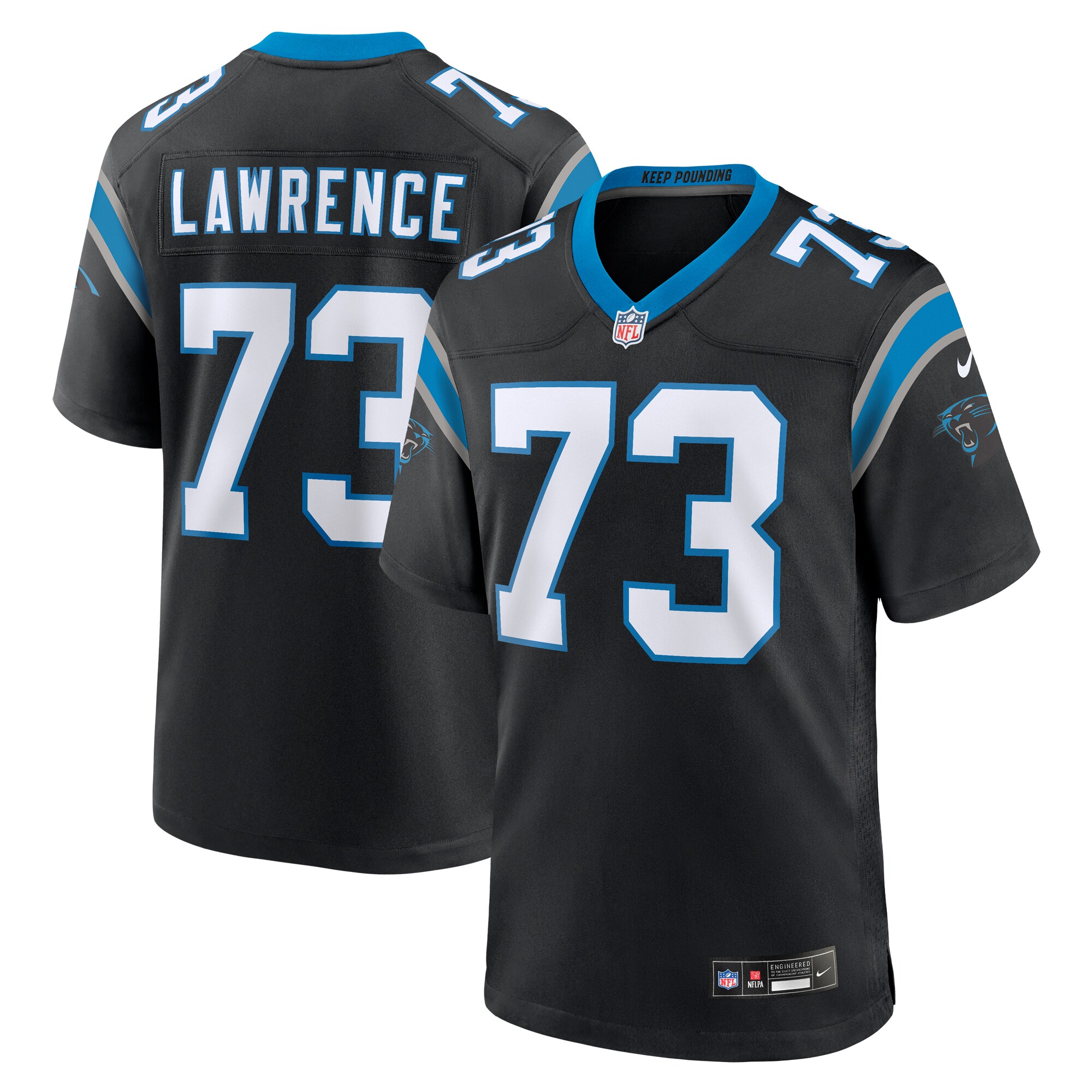 Men's Carolina Panthers Rashard Lawrence Black Game Jersey Js8090