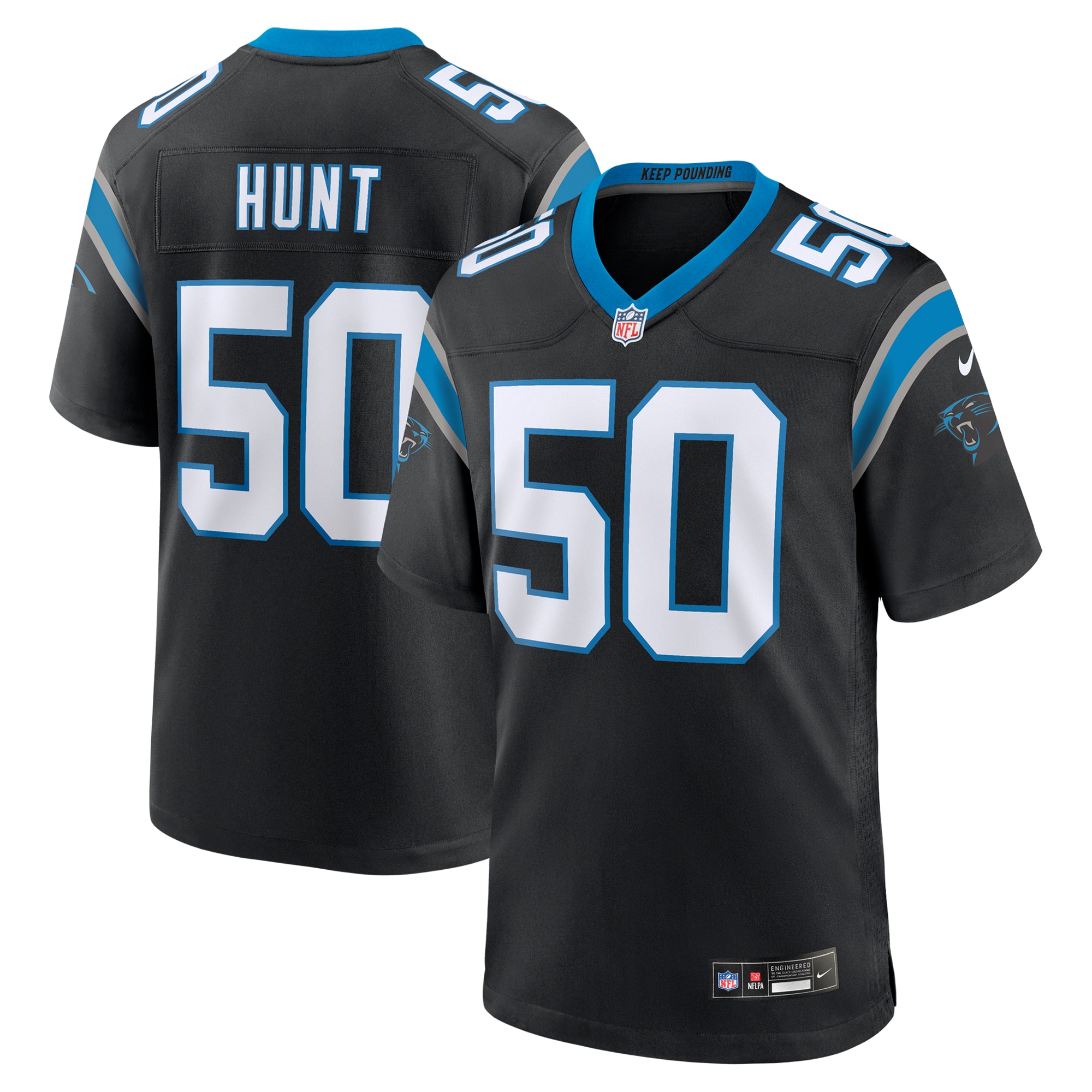 Men's Carolina Panthers Robert Hunt Black Game Jersey Js5330