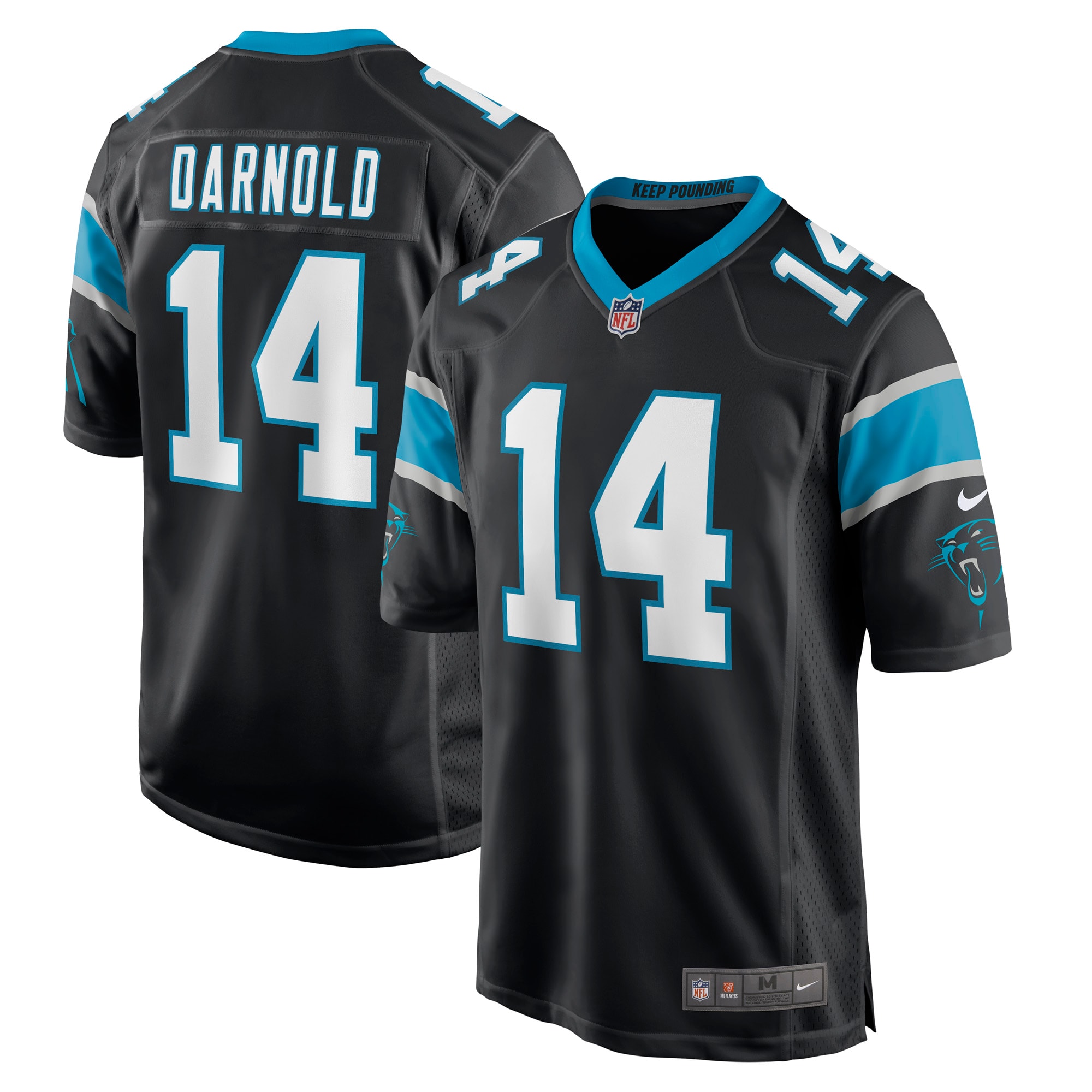 Men's Carolina Panthers Sam Darnold Black Game Player Jersey Js5459