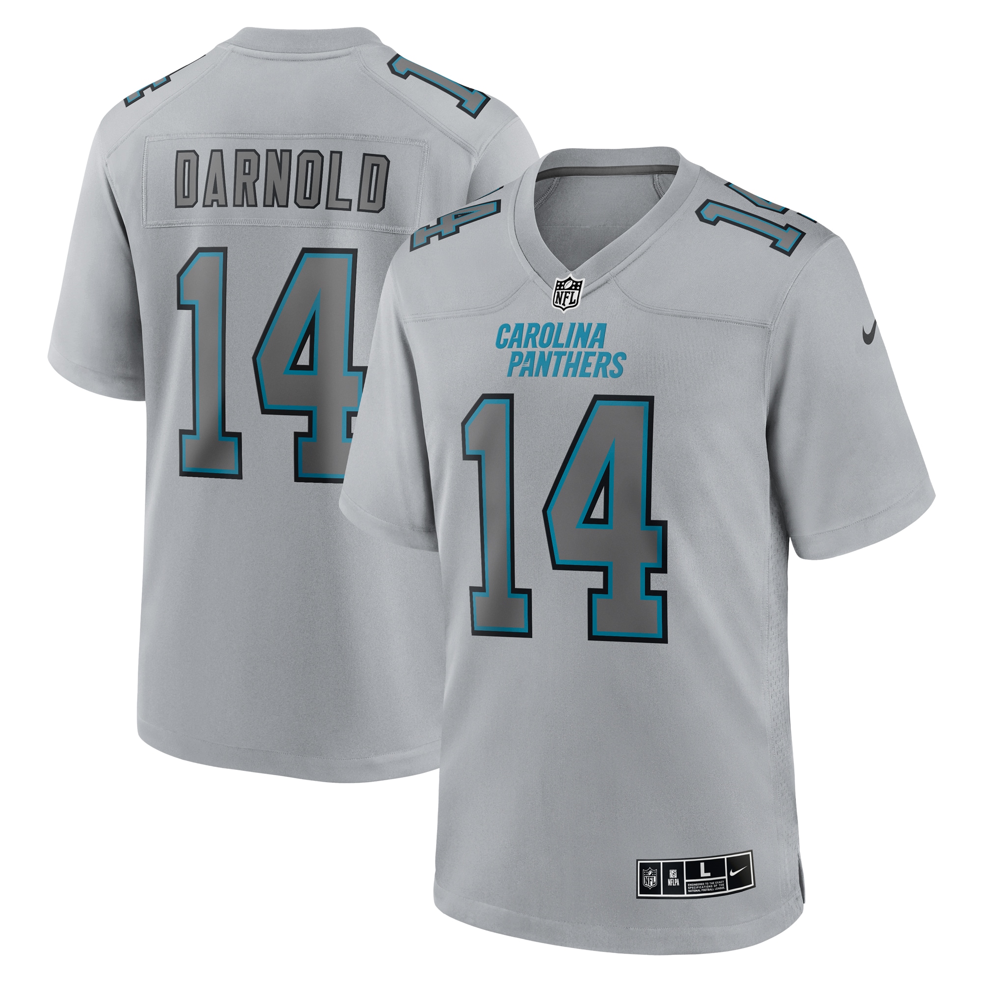 Men's Carolina Panthers Sam Darnold Gray Atmosphere Fashion Game Jersey Js5560