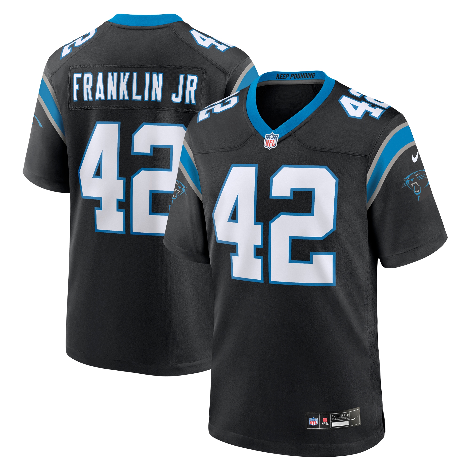 Men's Carolina Panthers Sam Franklin Jr. Black Team Game Jersey Js9729